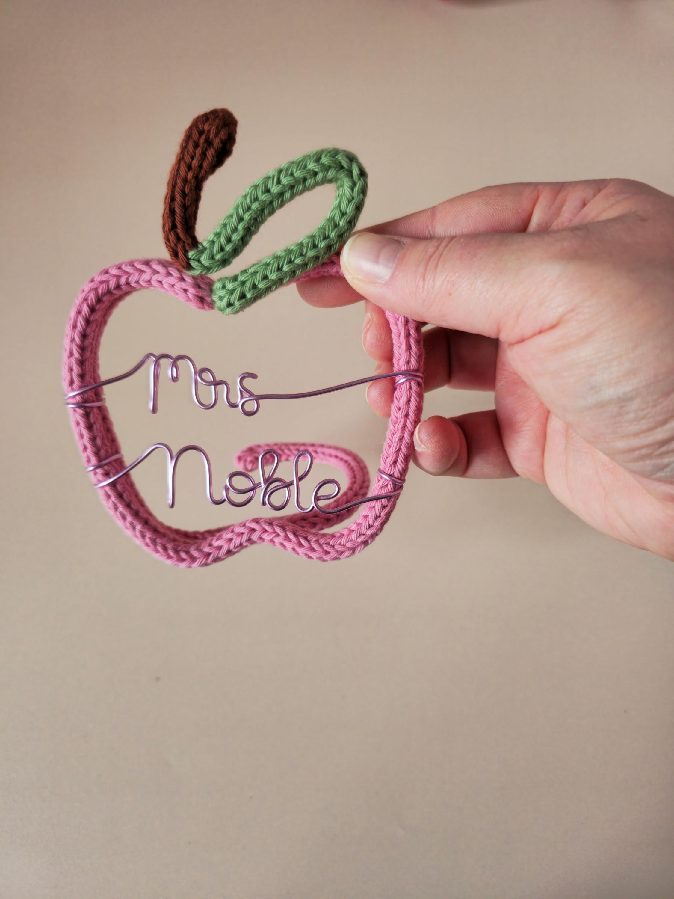 Knitted Wire Teacher Apple Gift