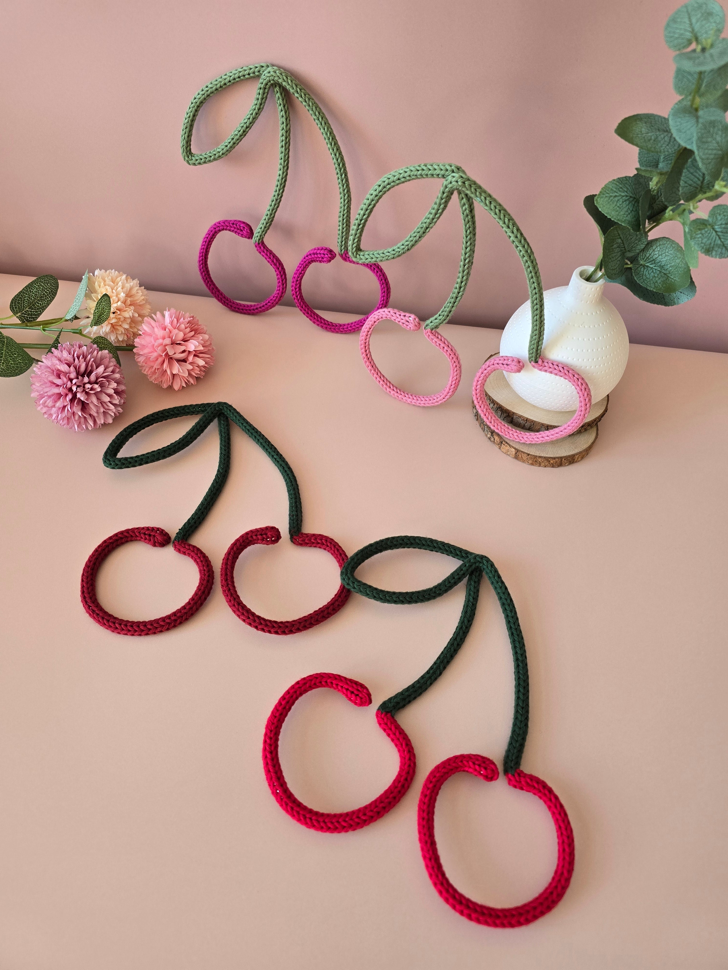 Handmade Knitted Wire Cherry Wall Decor