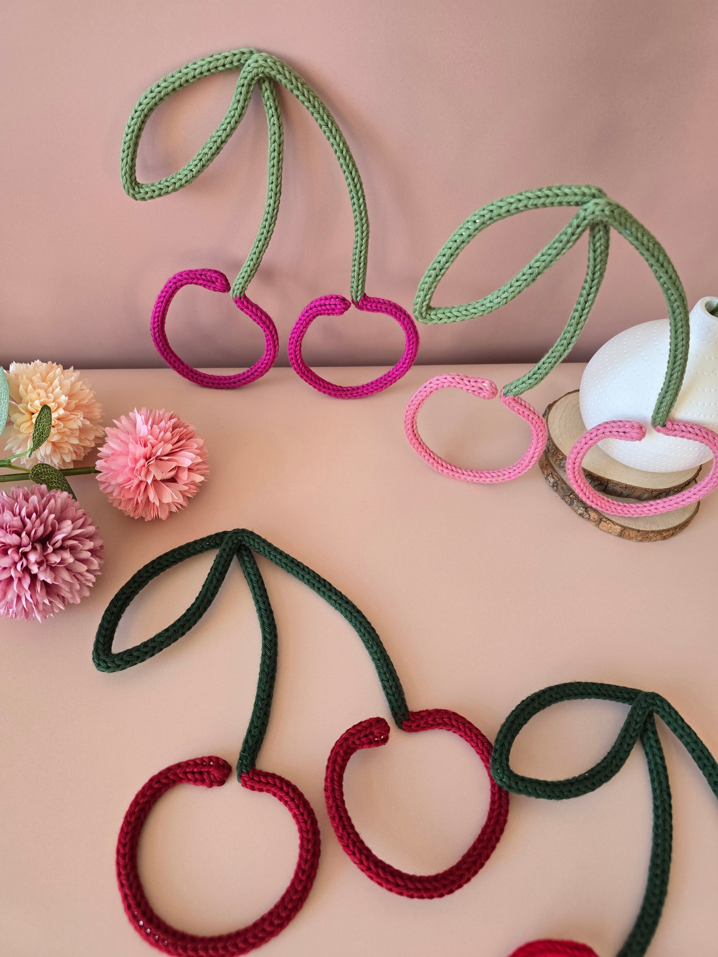 Handmade Knitted Wire Cherry Wall Decor