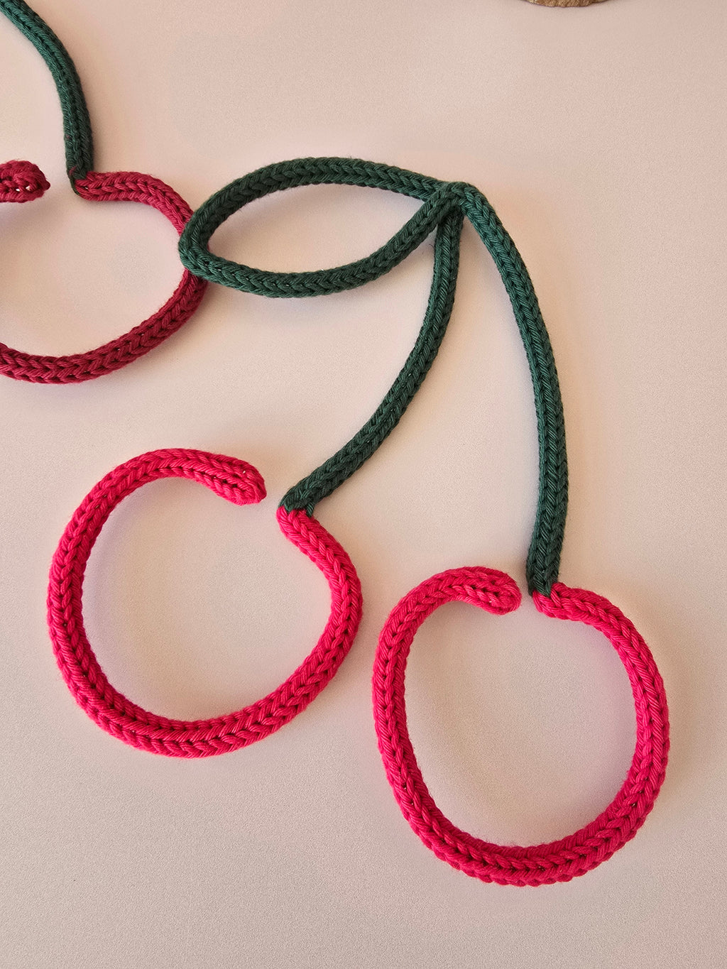 Handmade Knitted Wire Cherry Wall Decor