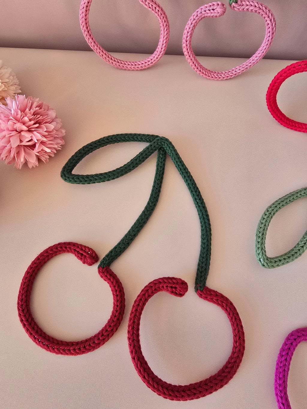 Handmade Knitted Wire Cherry Wall Decor
