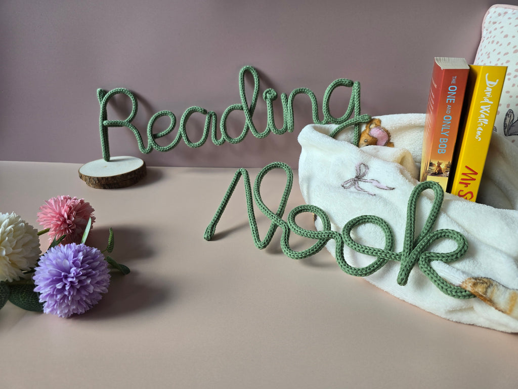 Knitted Wire Reading Corner Wall Words
