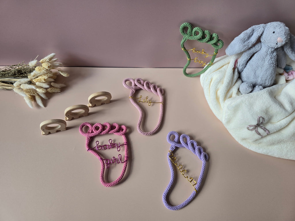 Handmade baby footprint wall decor for nursery room