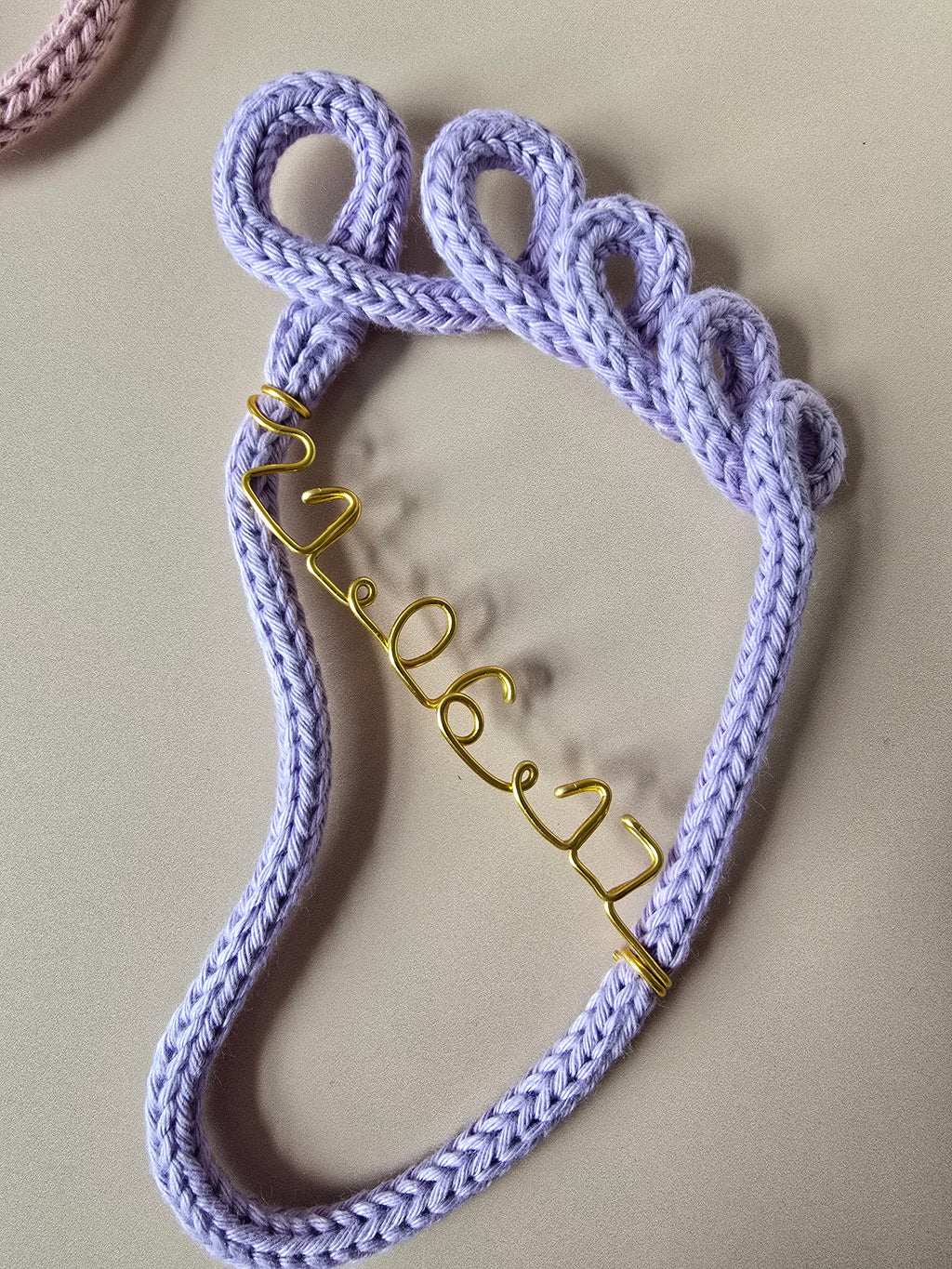 Personalised Knitted Wire Baby Footprint Sign