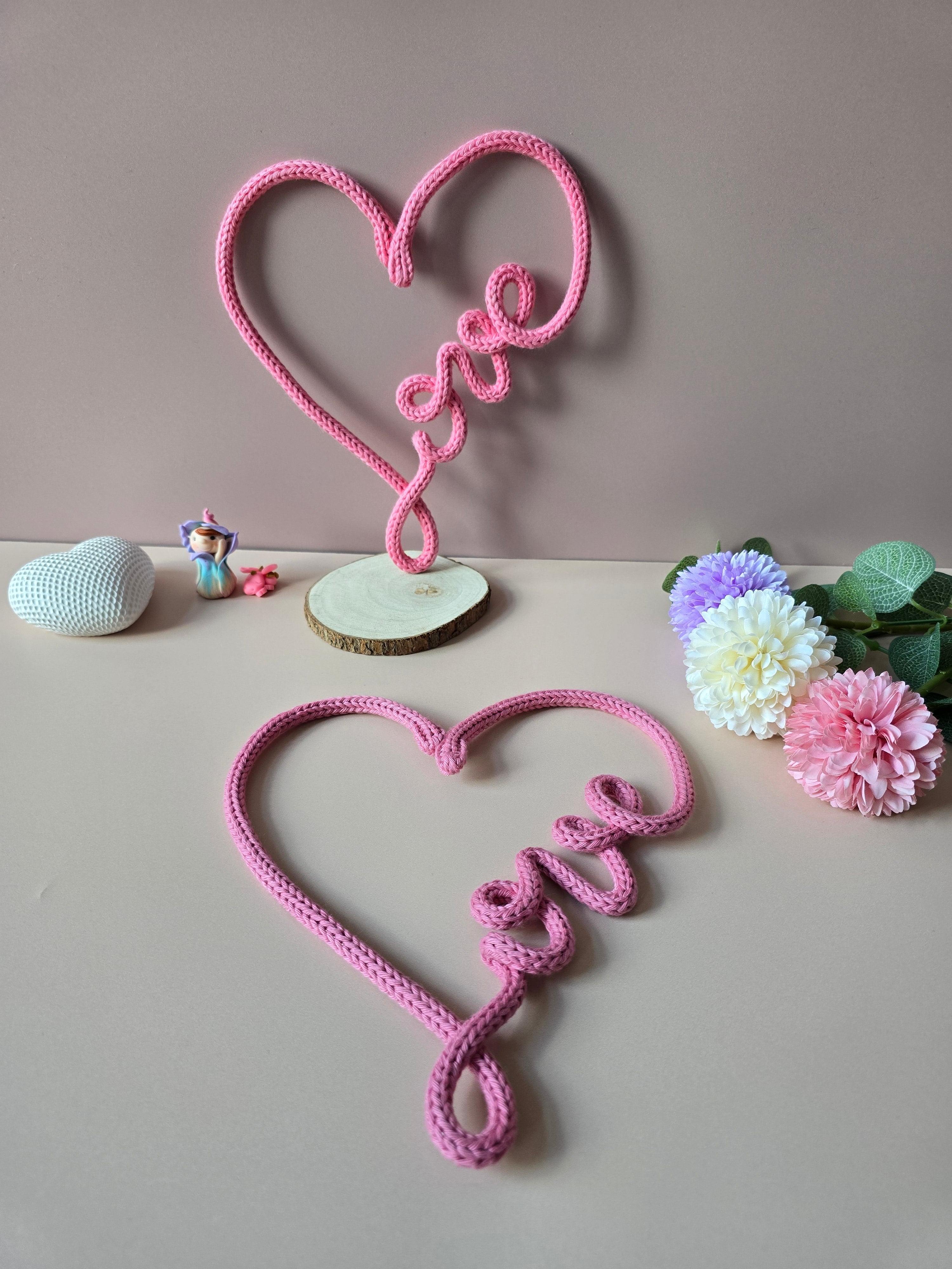Knitted Wire Love Heart Wall Decor