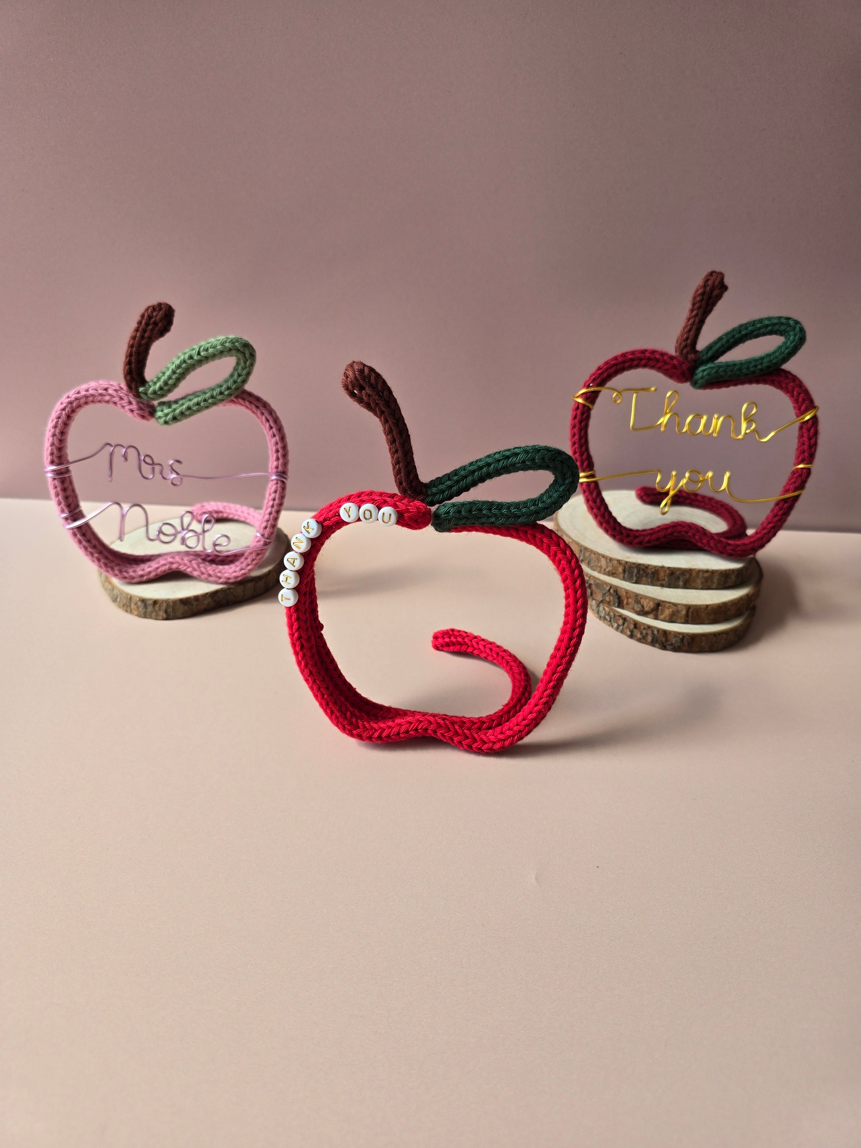 Knitted Wire Teacher Apple Gift