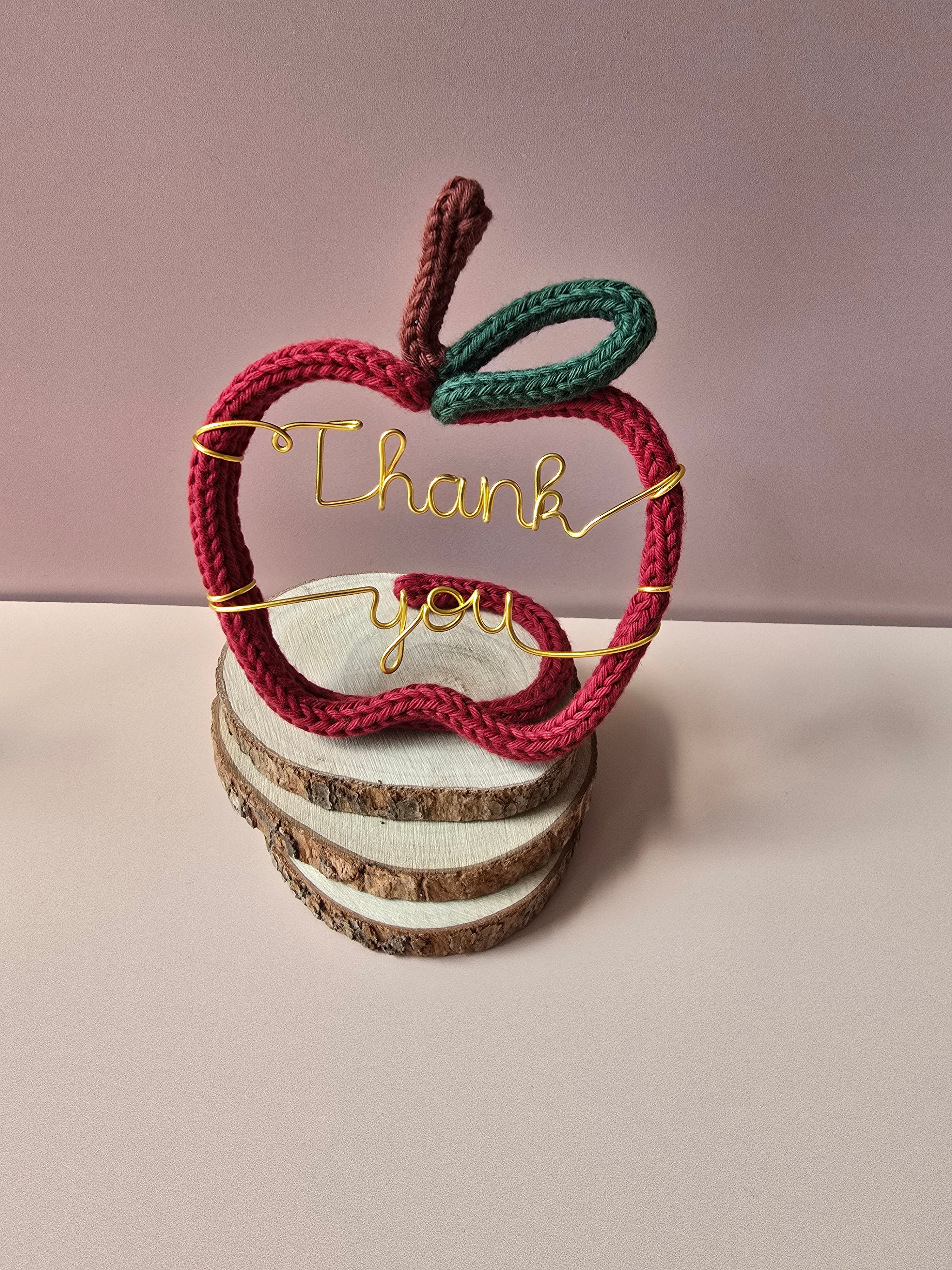 Knitted Wire Teacher Apple Gift