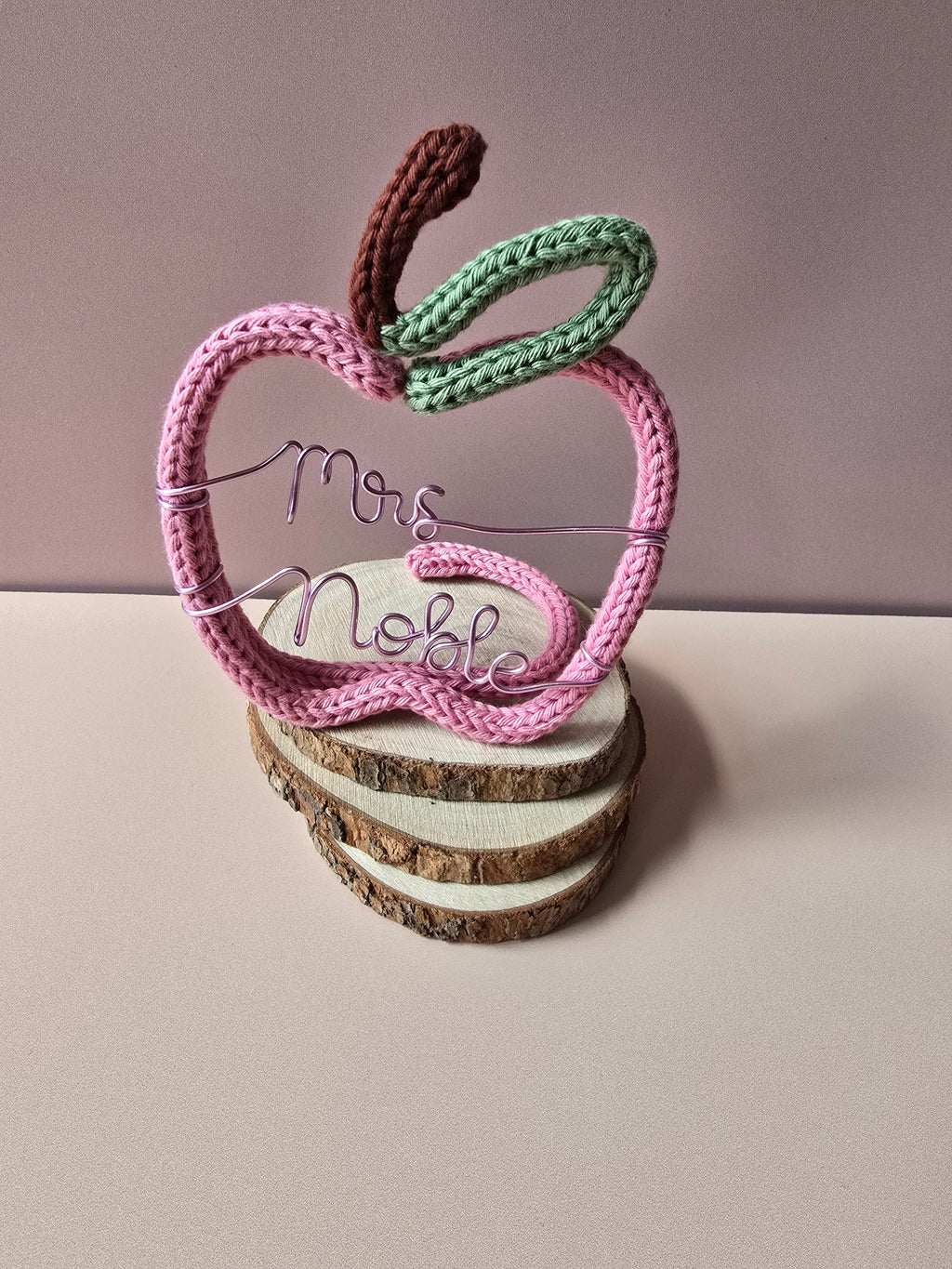 Knitted Wire Teacher Apple Gift