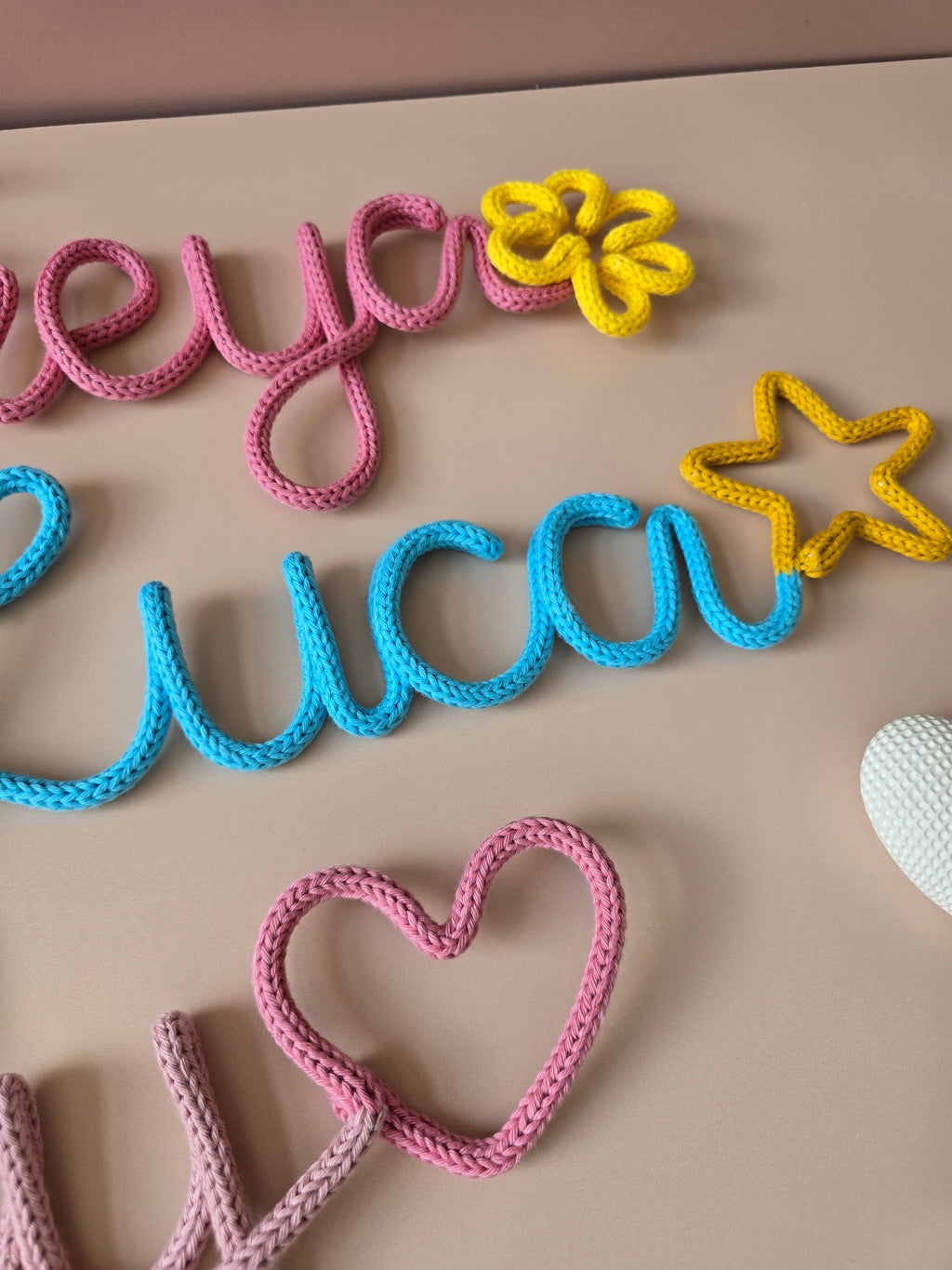 Personalised Knitted Wire Name Sign with Shape Ending