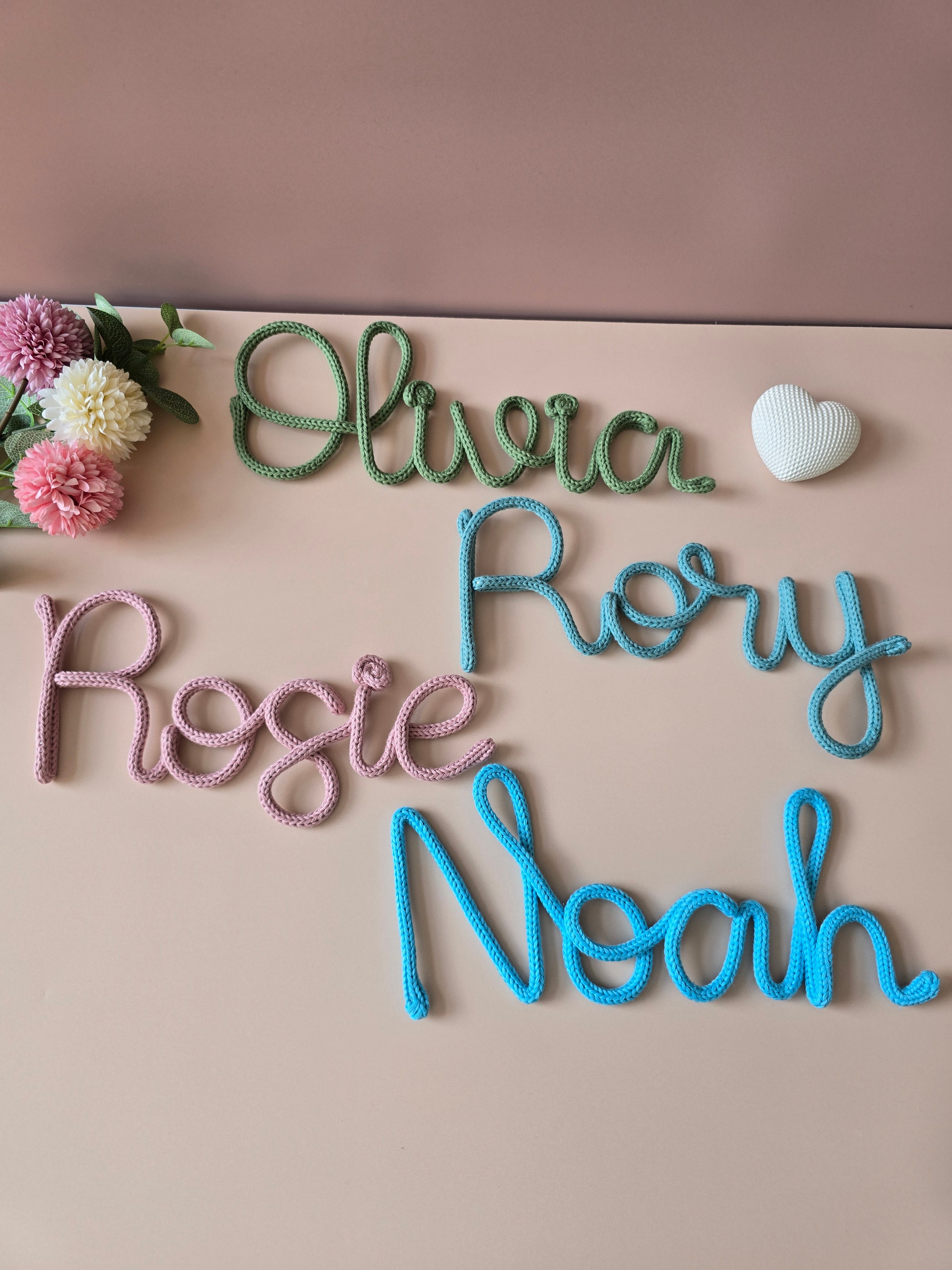 Personalised Cotton Knitted Wire Name Sign