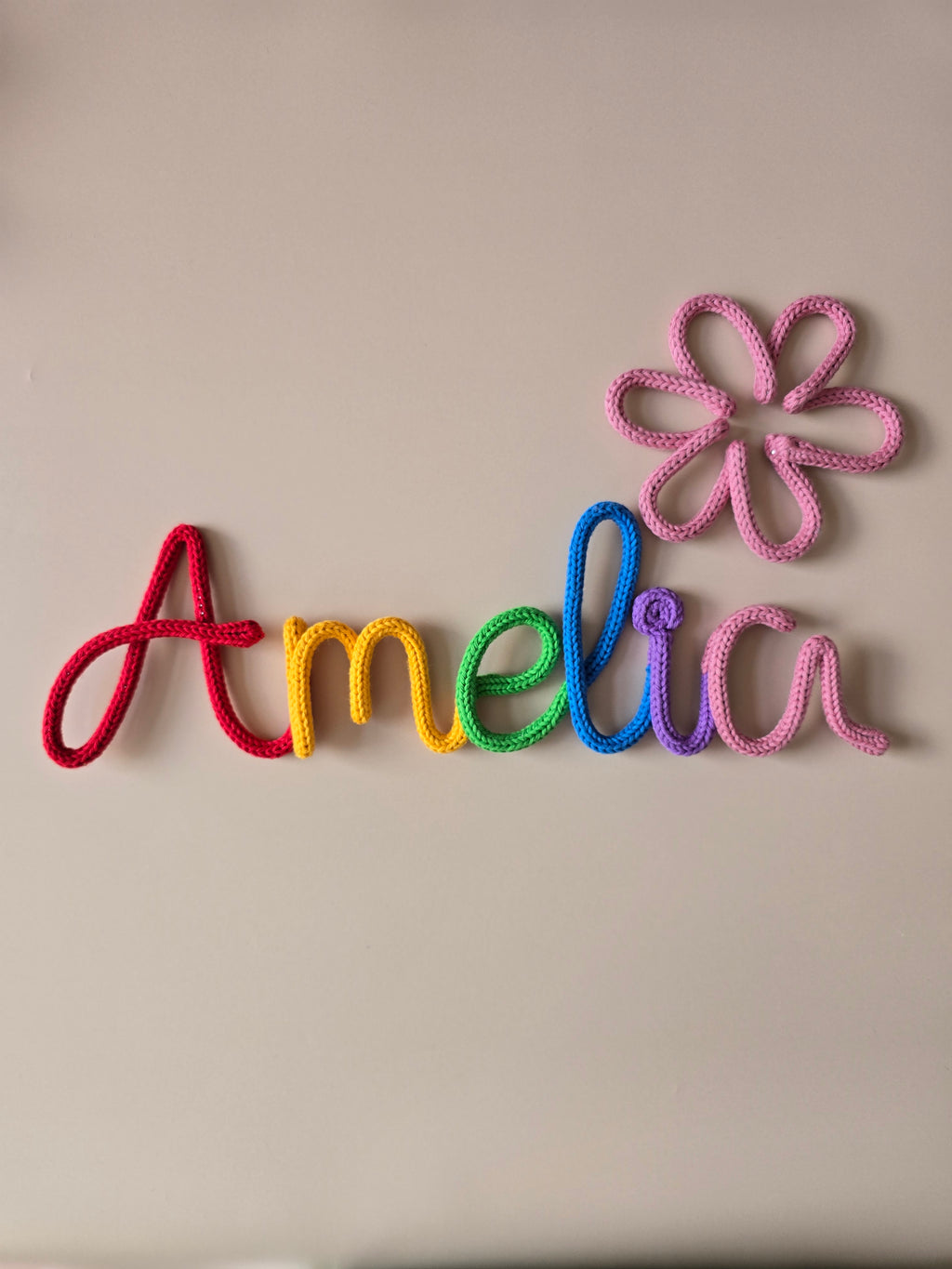 Custom Multicoloured Personalised Knitted Wire Name Sign
