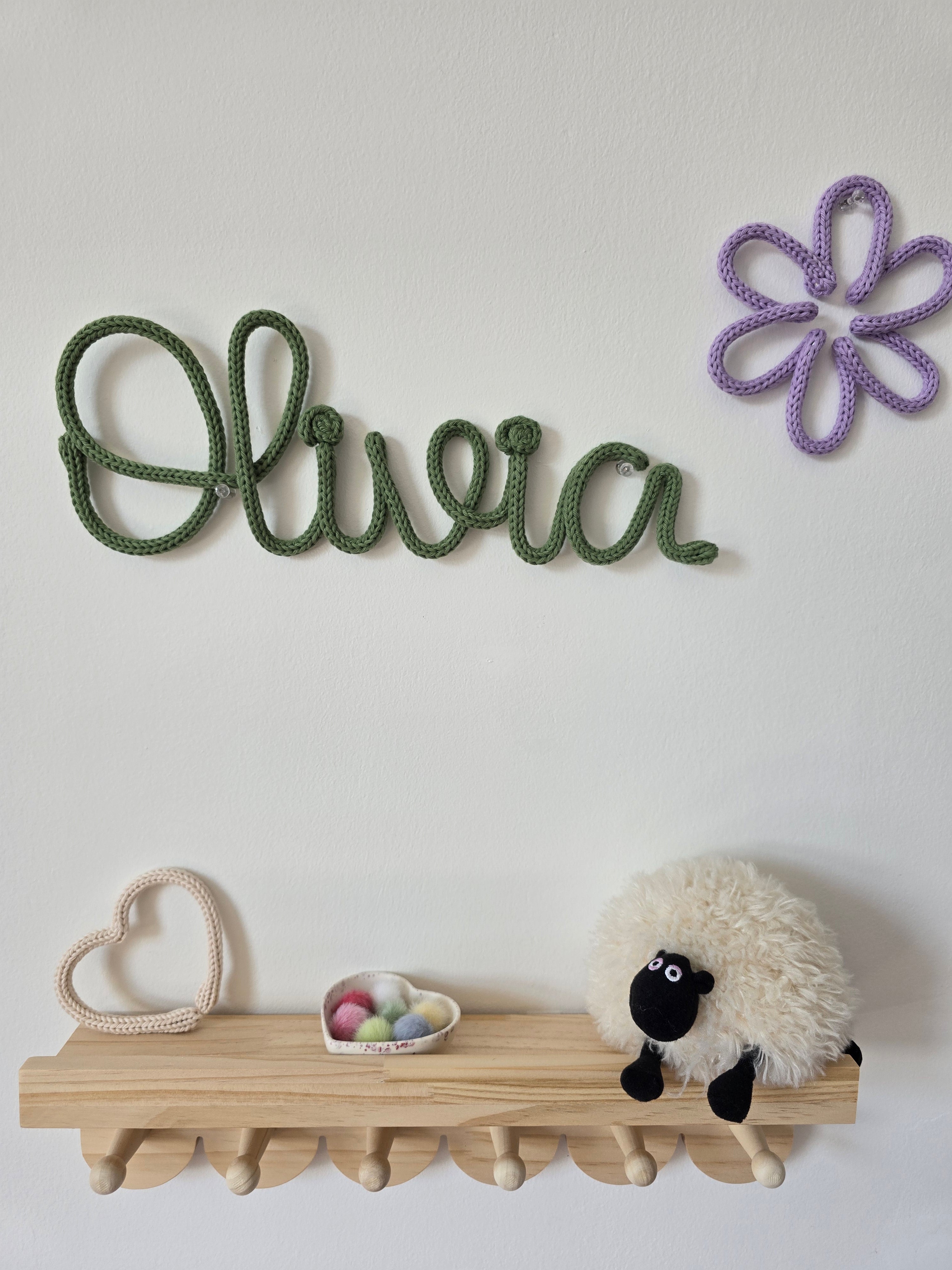 Personalised Cotton Knitted Wire Name Sign
