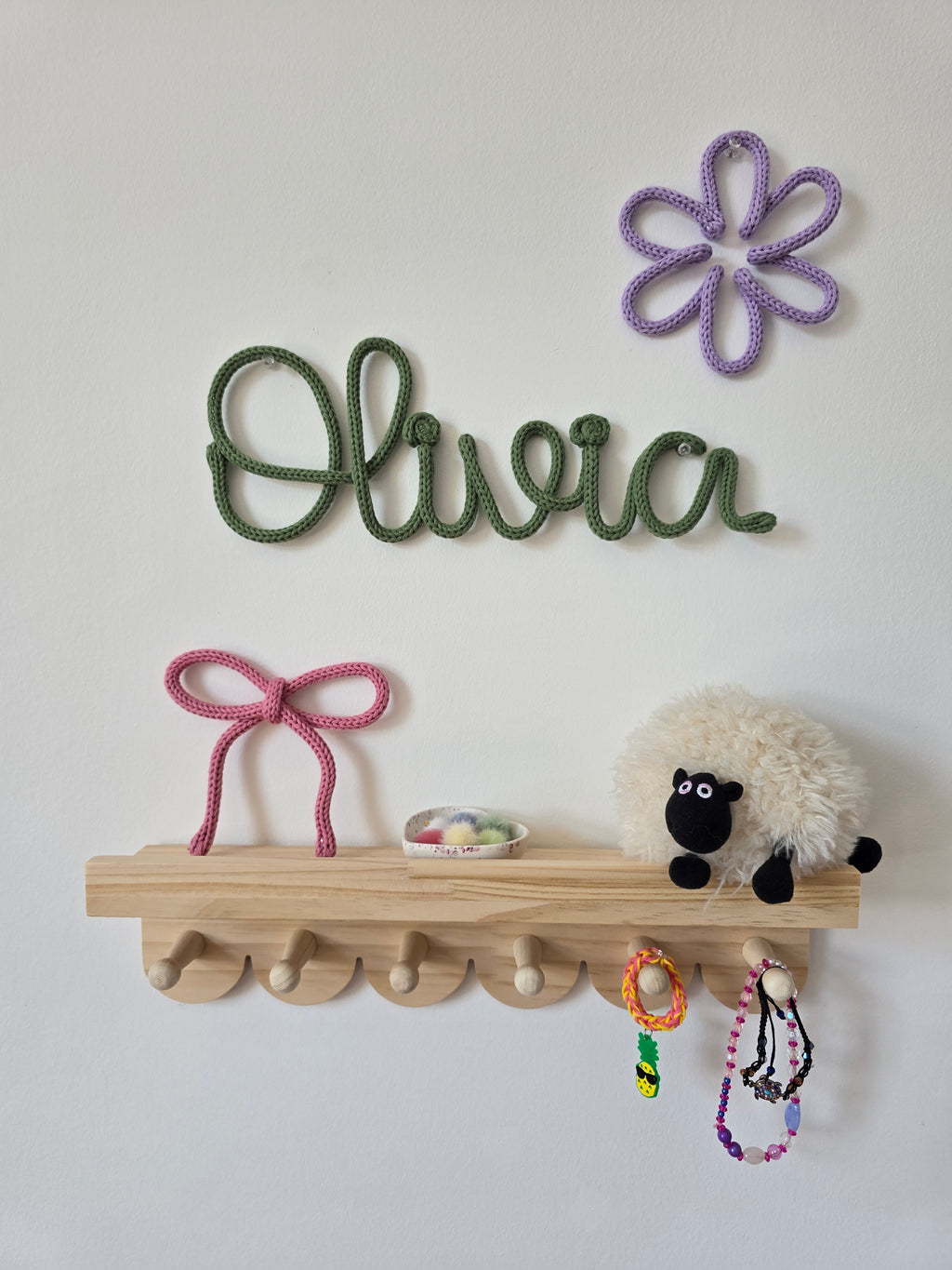 Personalised Cotton Knitted Wire Name Sign