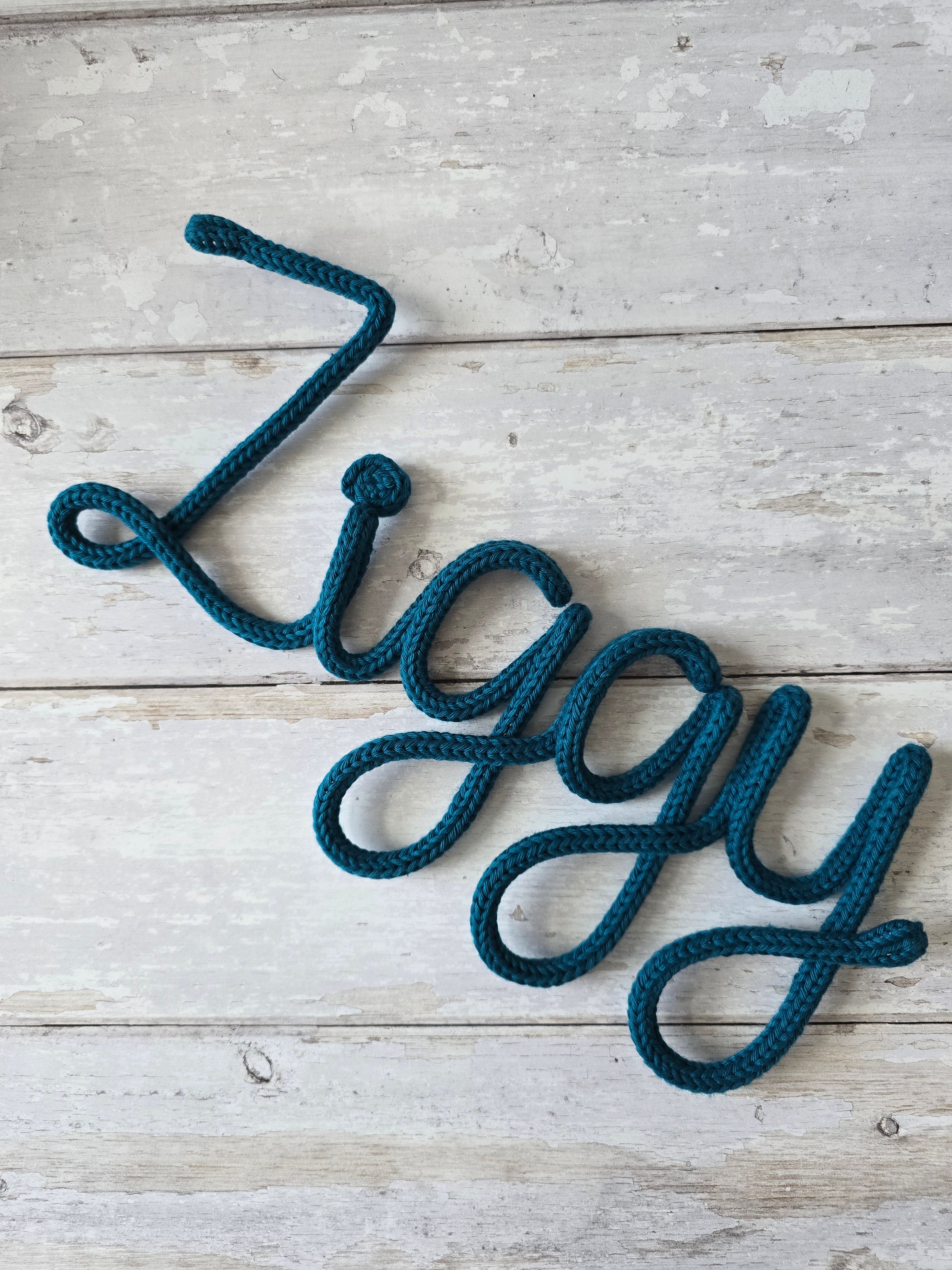 Personalised Cotton Knitted Wire Name Sign