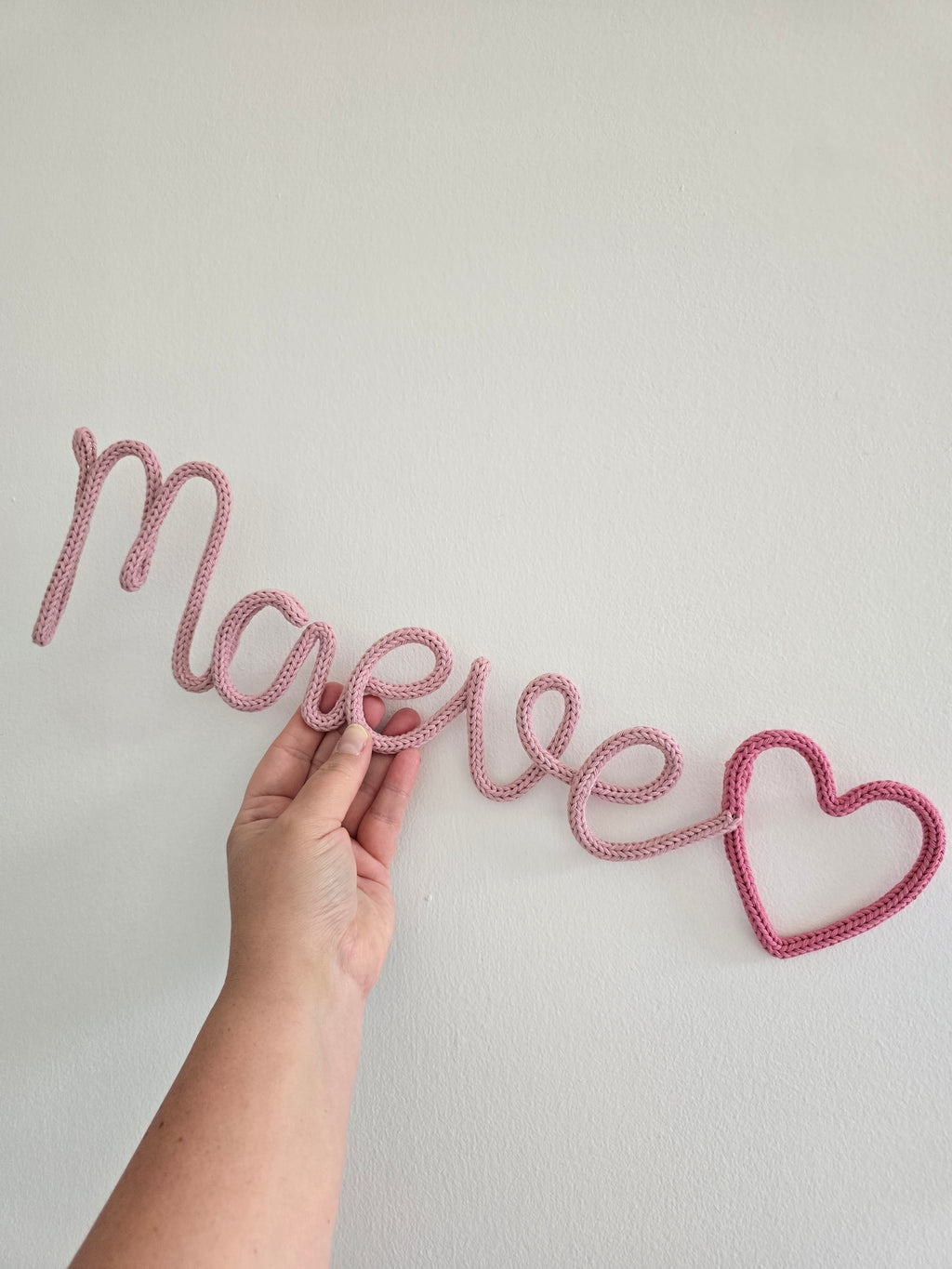 Personalised Knitted Wire Name Sign with Shape Ending