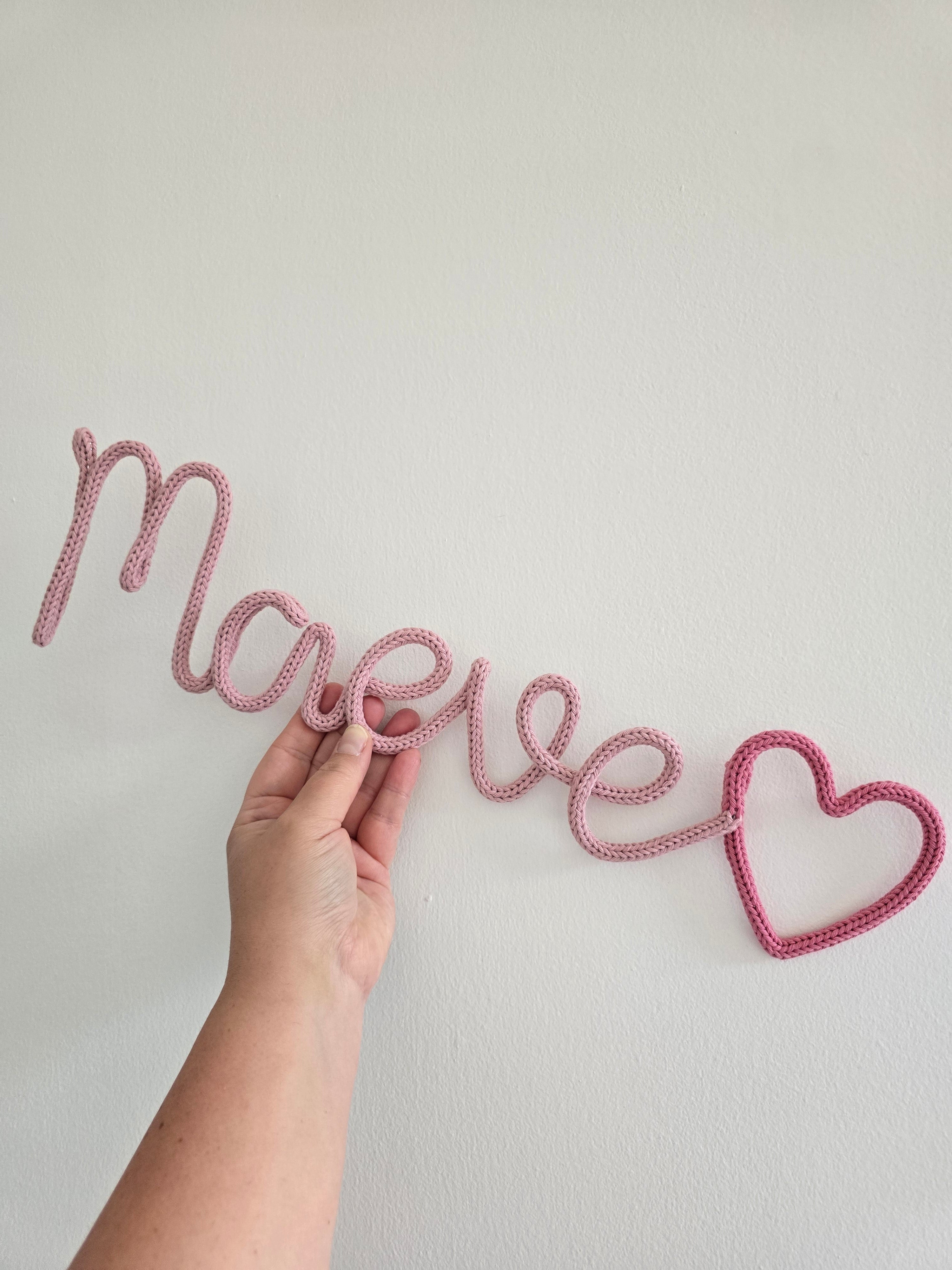 Personalised Knitted Wire Name Sign with Shape Ending