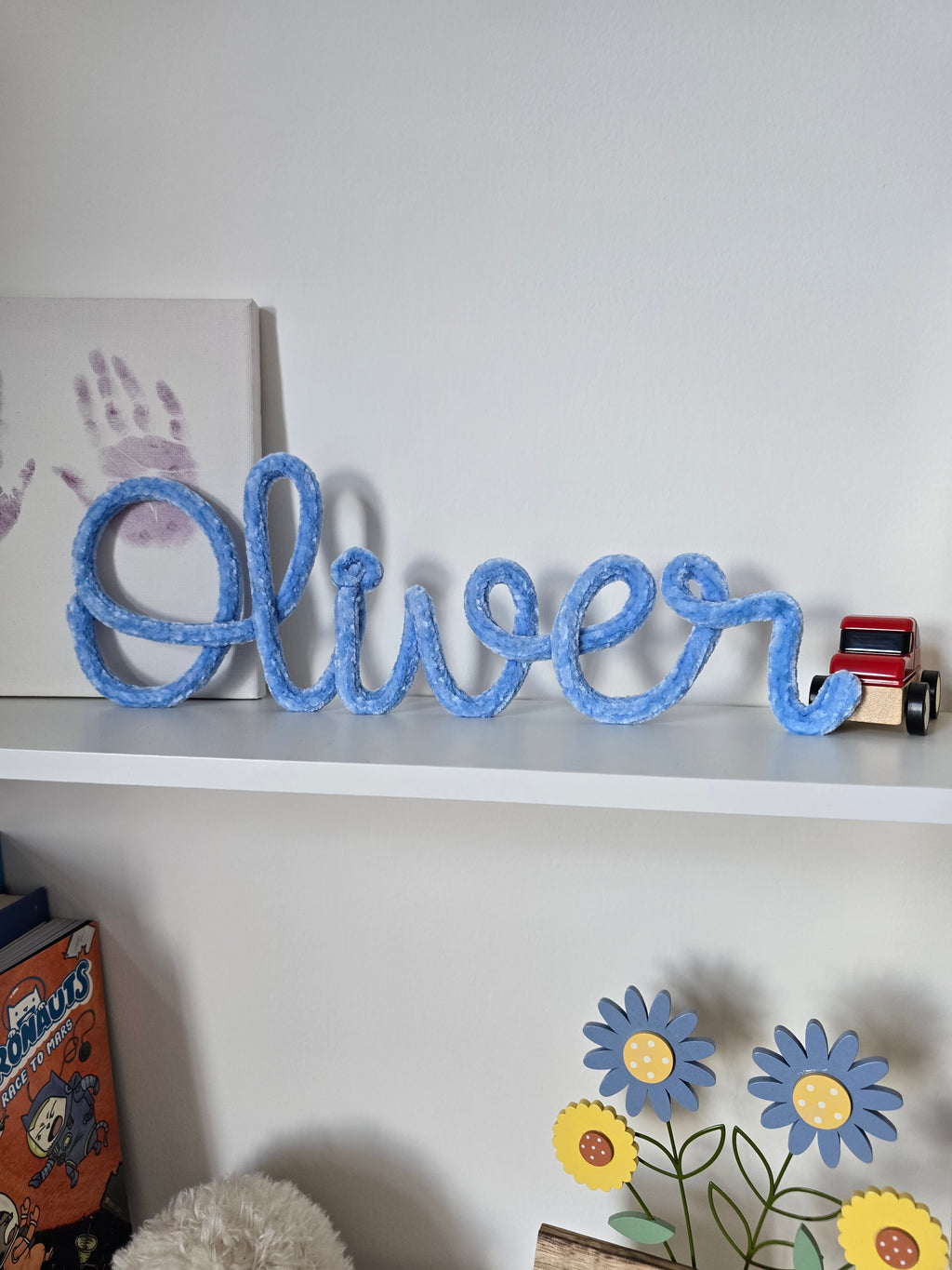Personalised Velvet Knitted Wire Name Sign