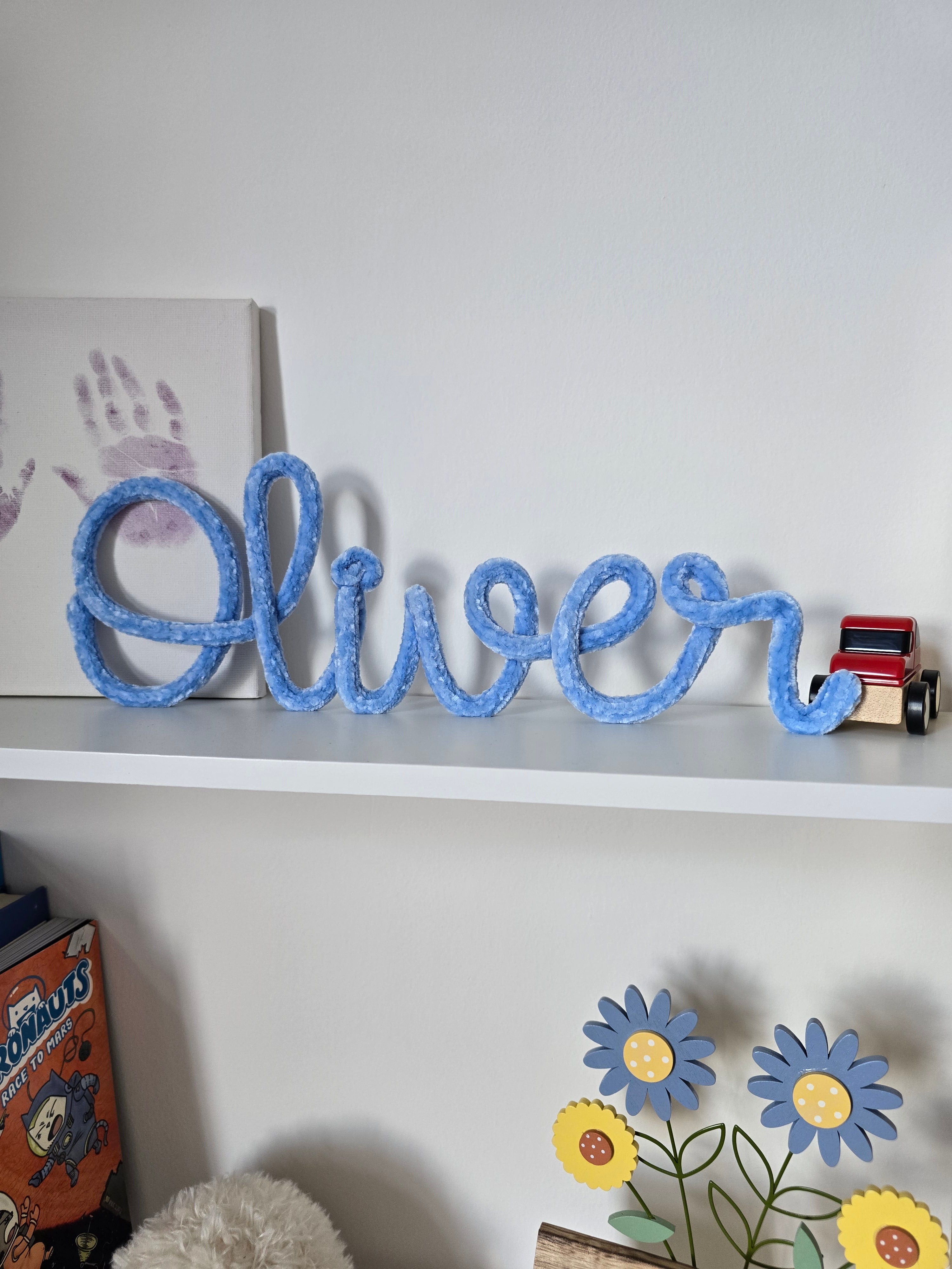 Personalised Velvet Knitted Wire Name Sign
