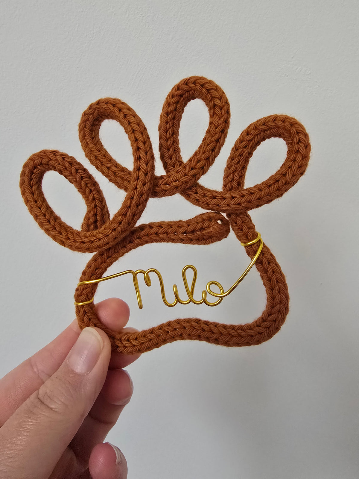 Knitted Wire Dog Paw Decoration with Optional Name