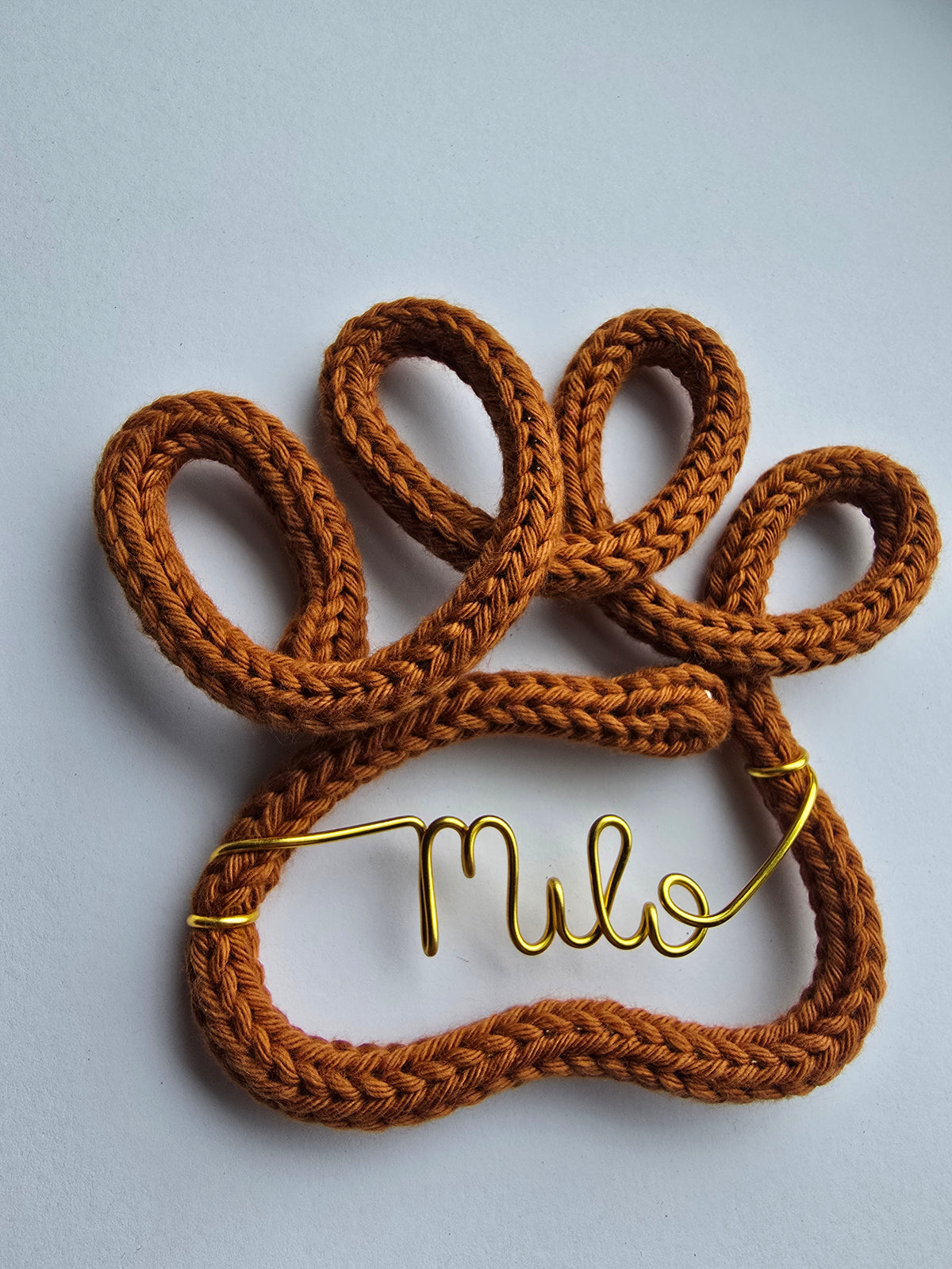 Knitted Wire Dog Paw Decoration with Optional Name