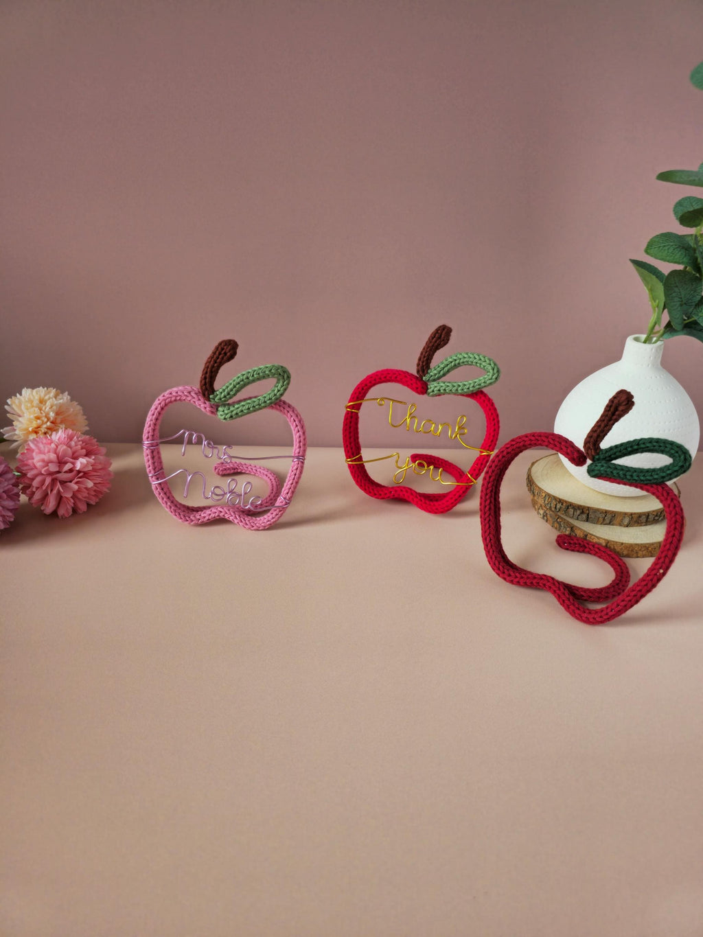 Handmade apple gift for nursery teacher or teaching assistant