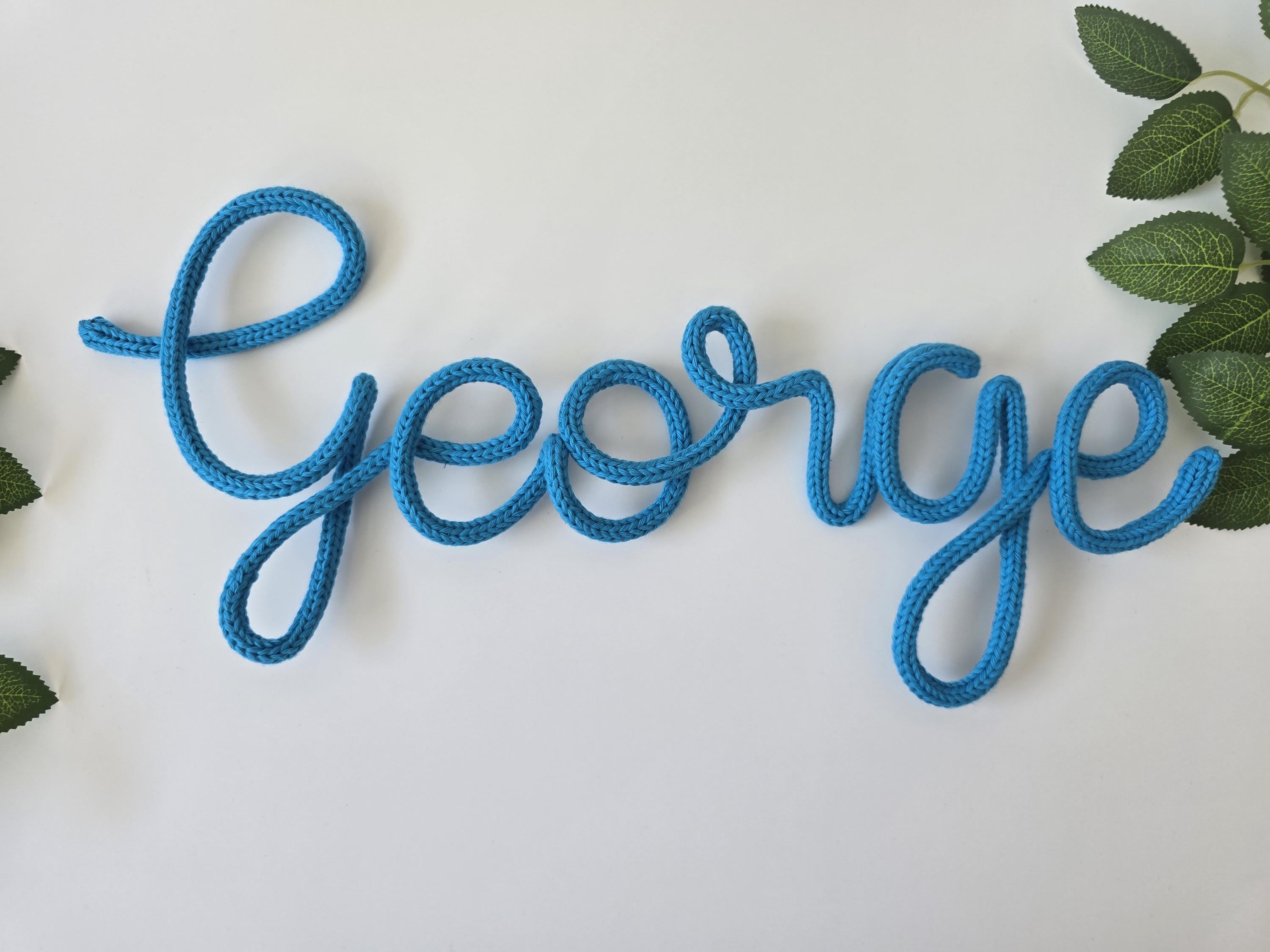 Personalised Cotton Knitted Wire Name Sign