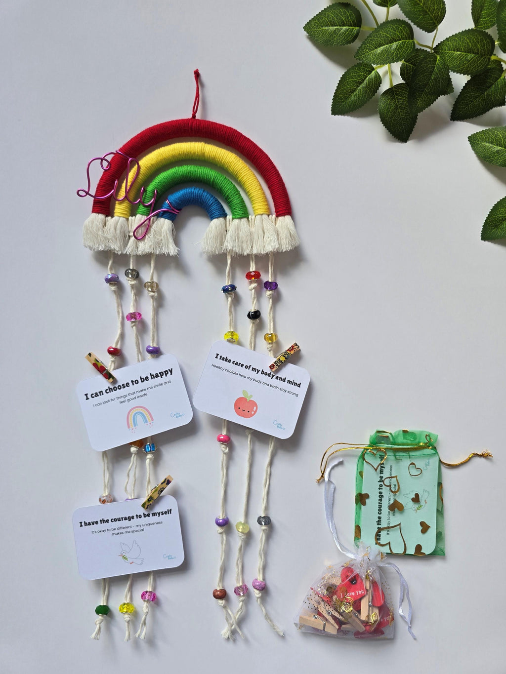 Star affirmation wall hanging with optional personalised wire name