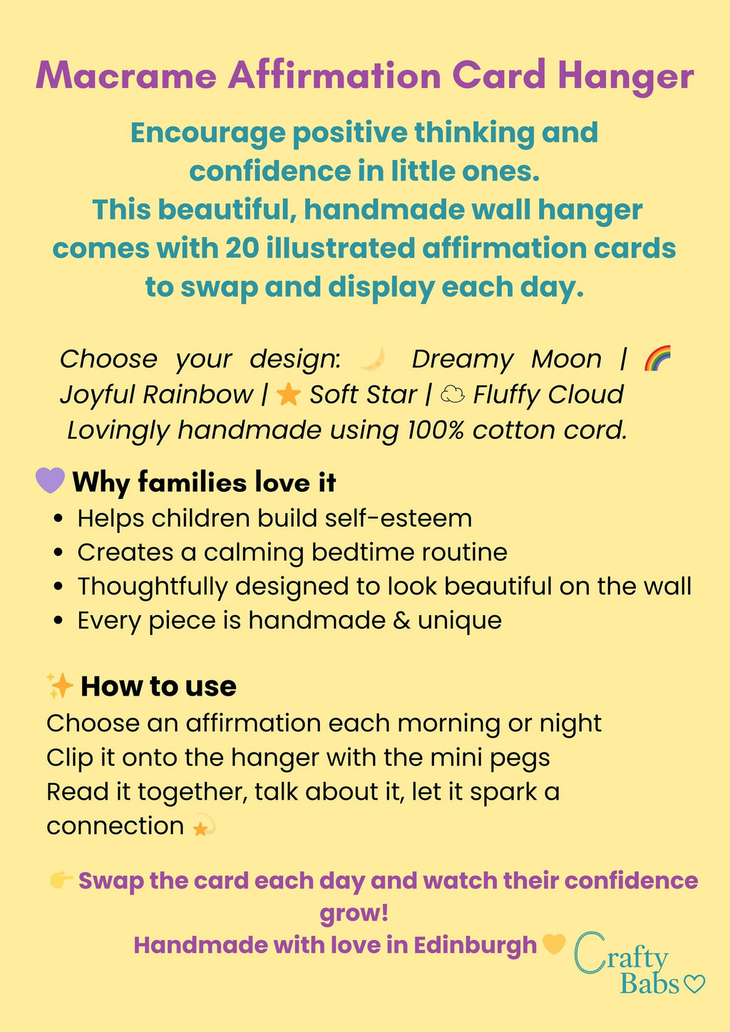Personalised Kids Affirmation Wall Hanging