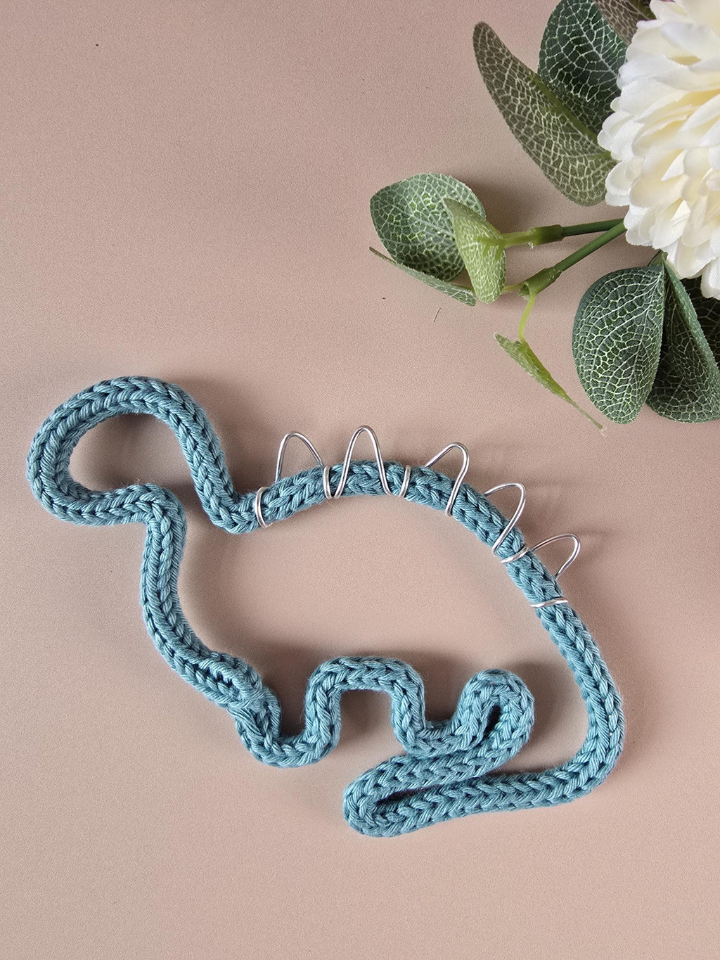 Knitted Wire Dinosaur Wall Decor