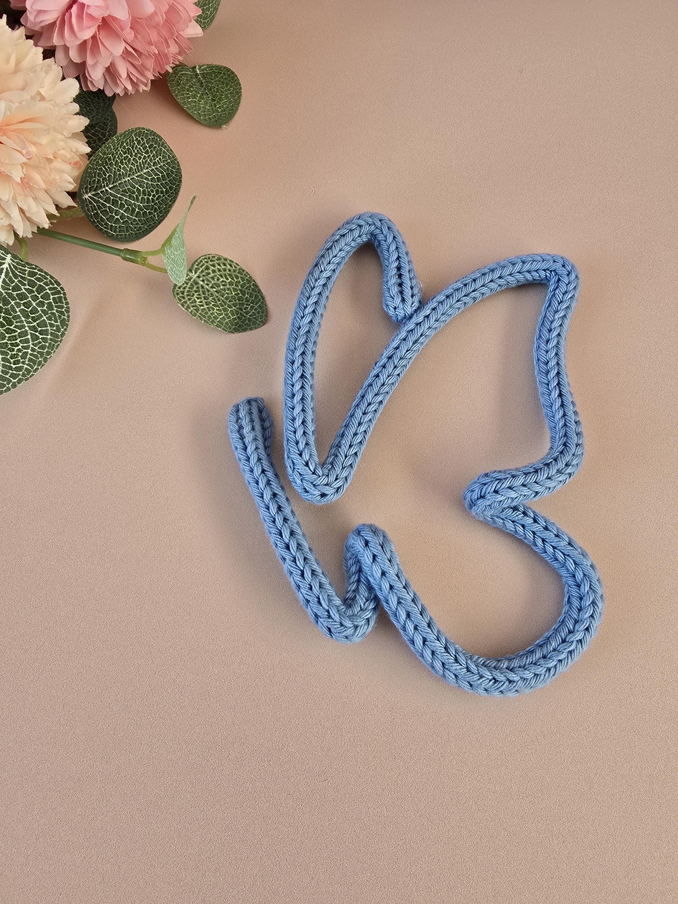 Blue knitted wire butterfly wall decor for nursery or kids room