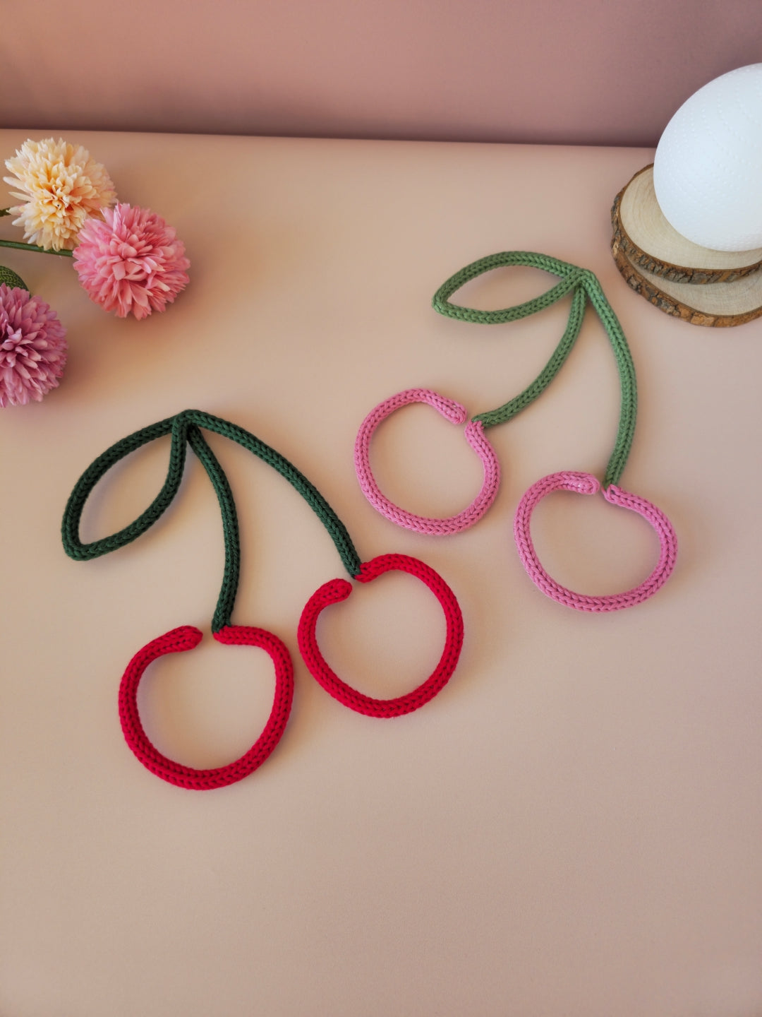 Handmade Knitted Wire Cherry Wall Decor