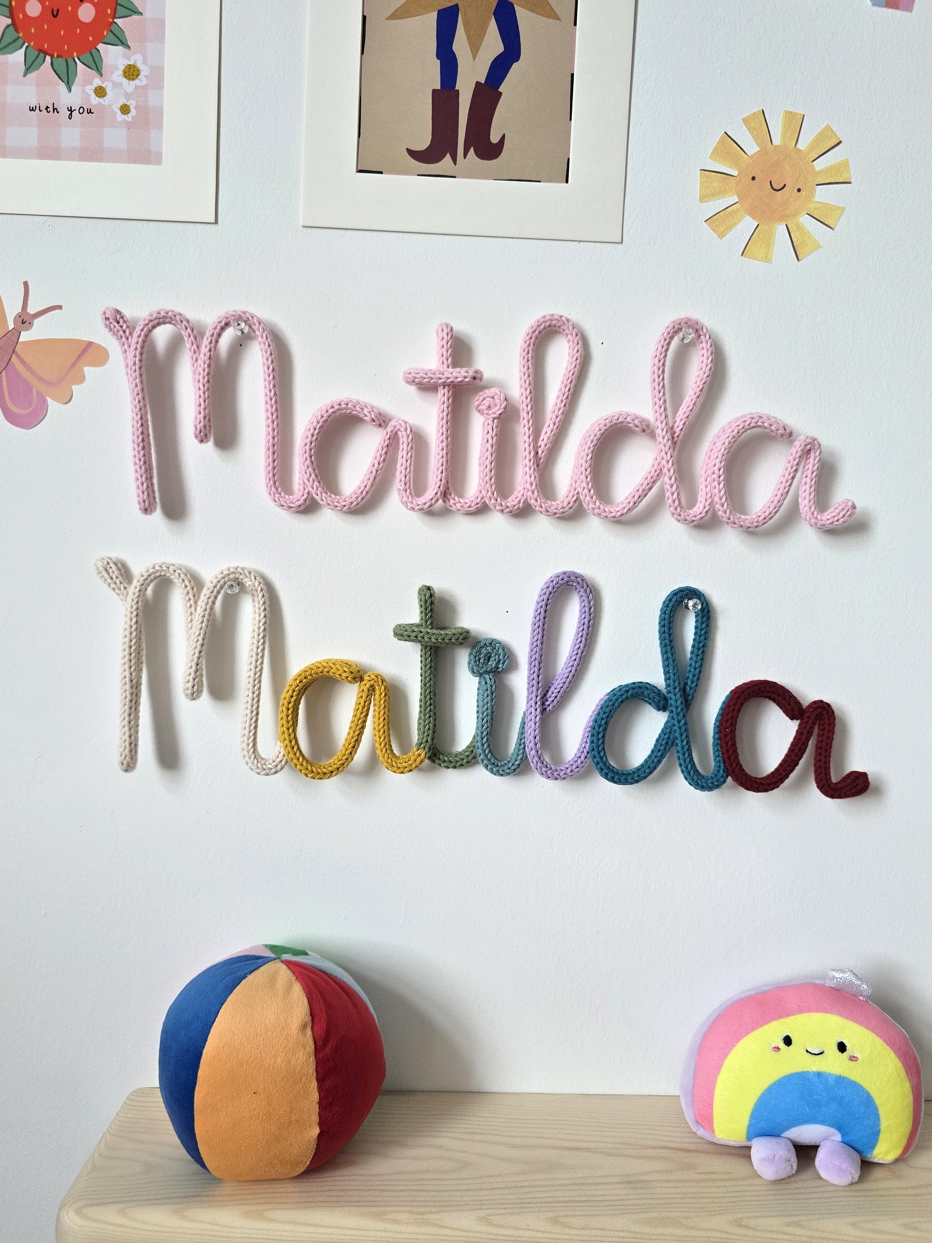 Personalised Multicoloured Knitted Wire Name Sign