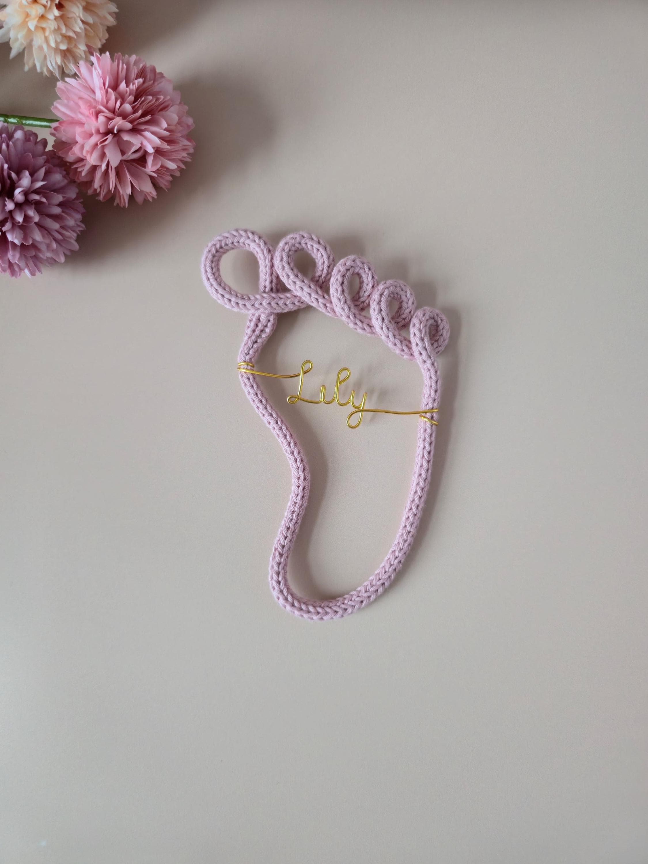 Personalised Knitted Wire Baby Footprint Sign