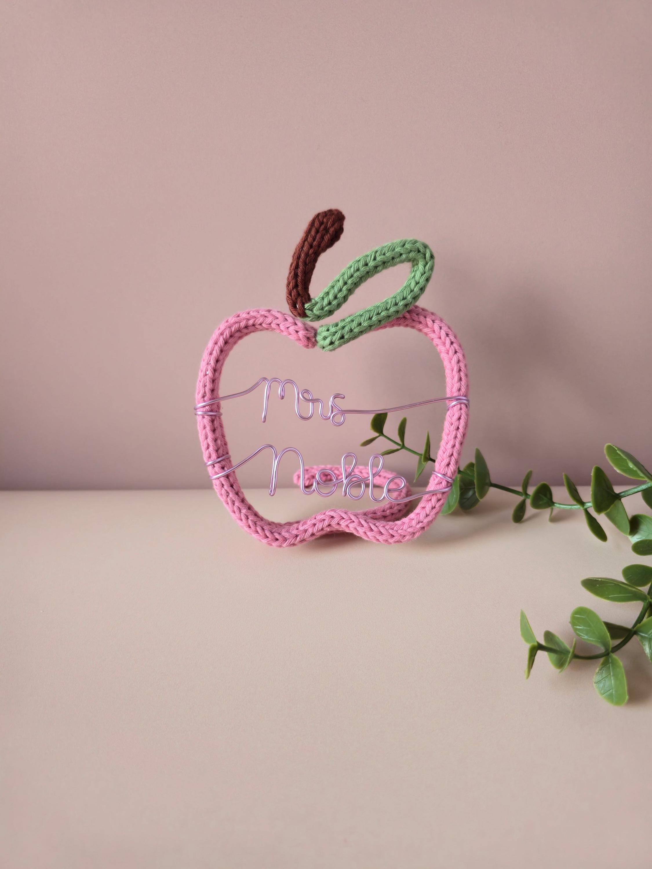 Pink knitted wire apple teacher thank you gift