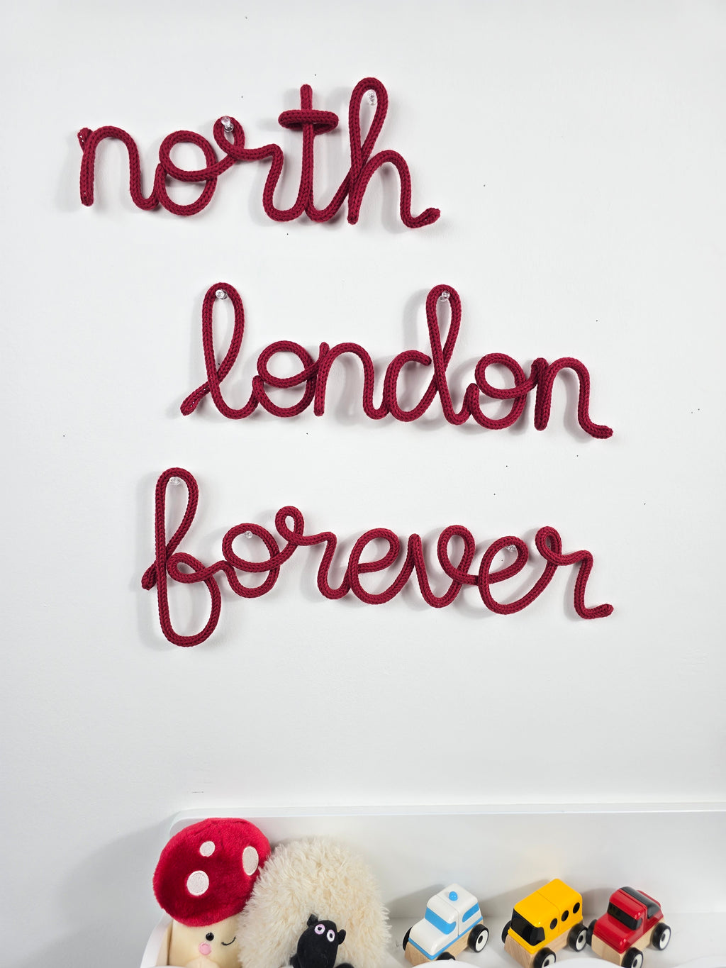 North London Forever Knitted Wire Sign | Handmade Football Wall Decor