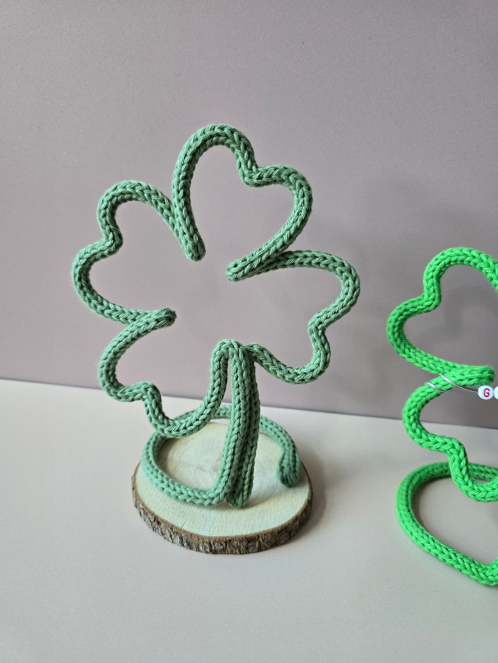 Freestanding lucky clover decorations for good luck gifts, exams and new jobs