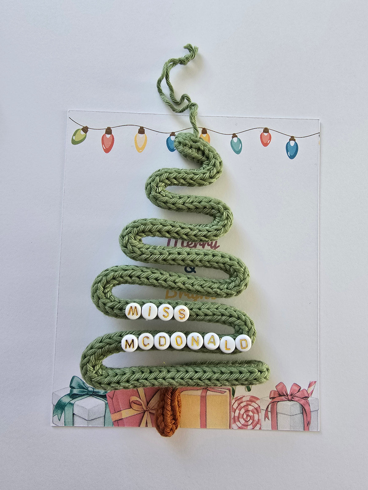 Personalised Knitted Wire Christmas Tree – Teacher & Secret Santa Gift