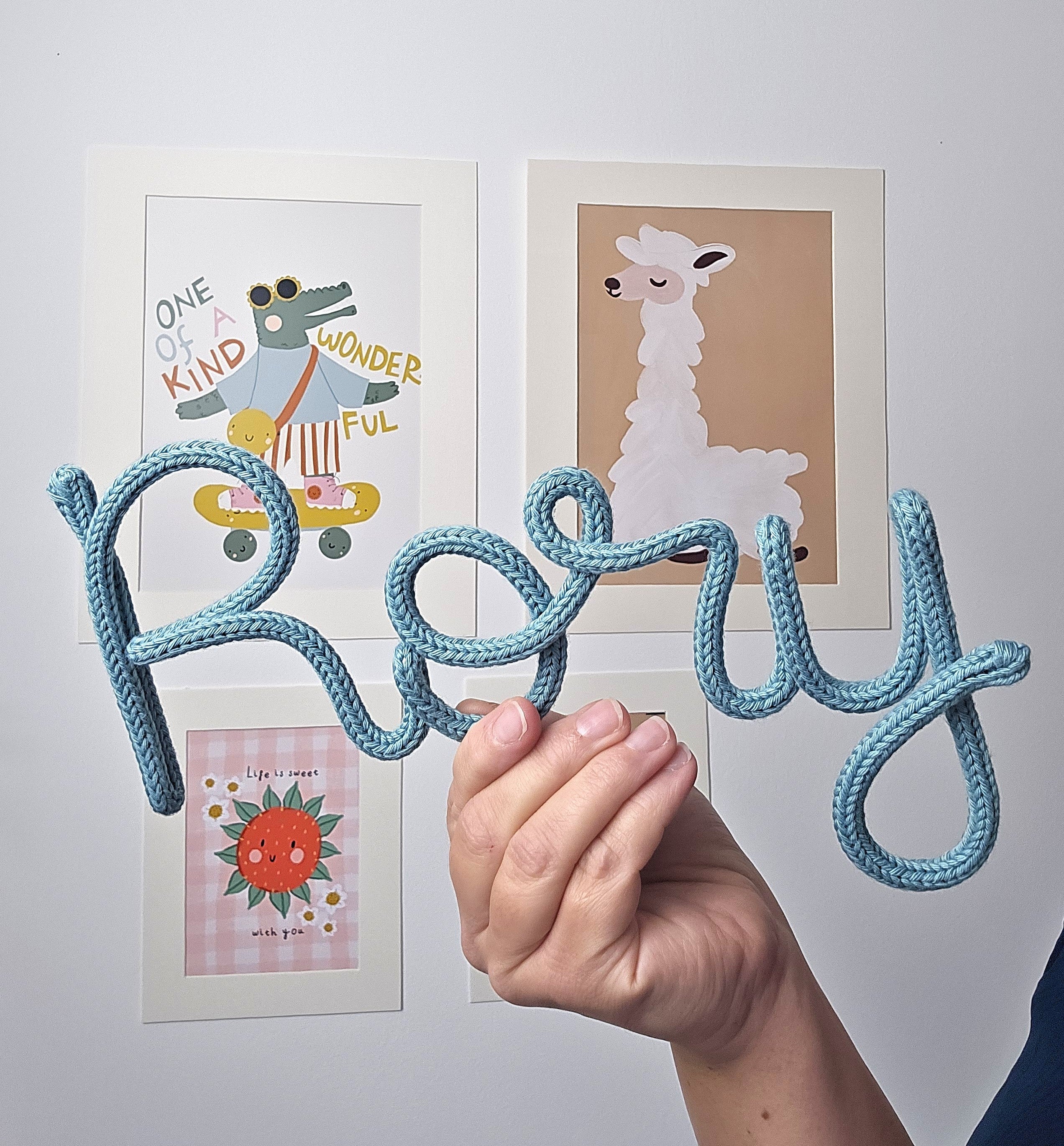 Personalised Cotton Knitted Wire Name Sign