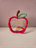 Handmade knitted wire teacher apple gift with Thank You wording
