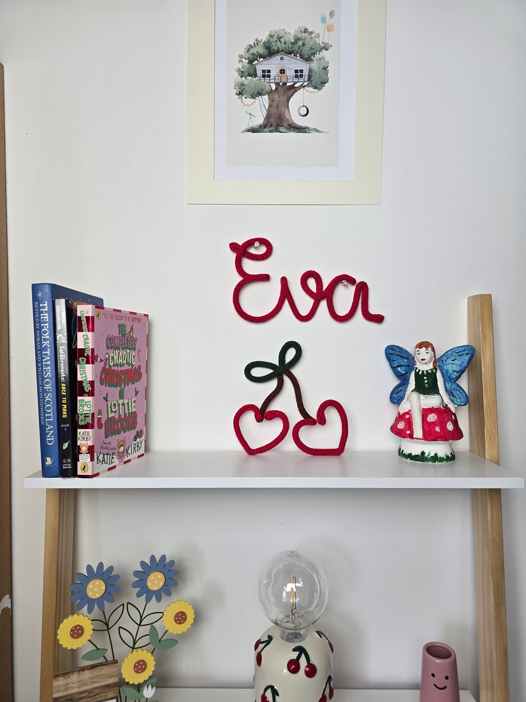 Handmade Knitted Wire Cherry Wall Decor