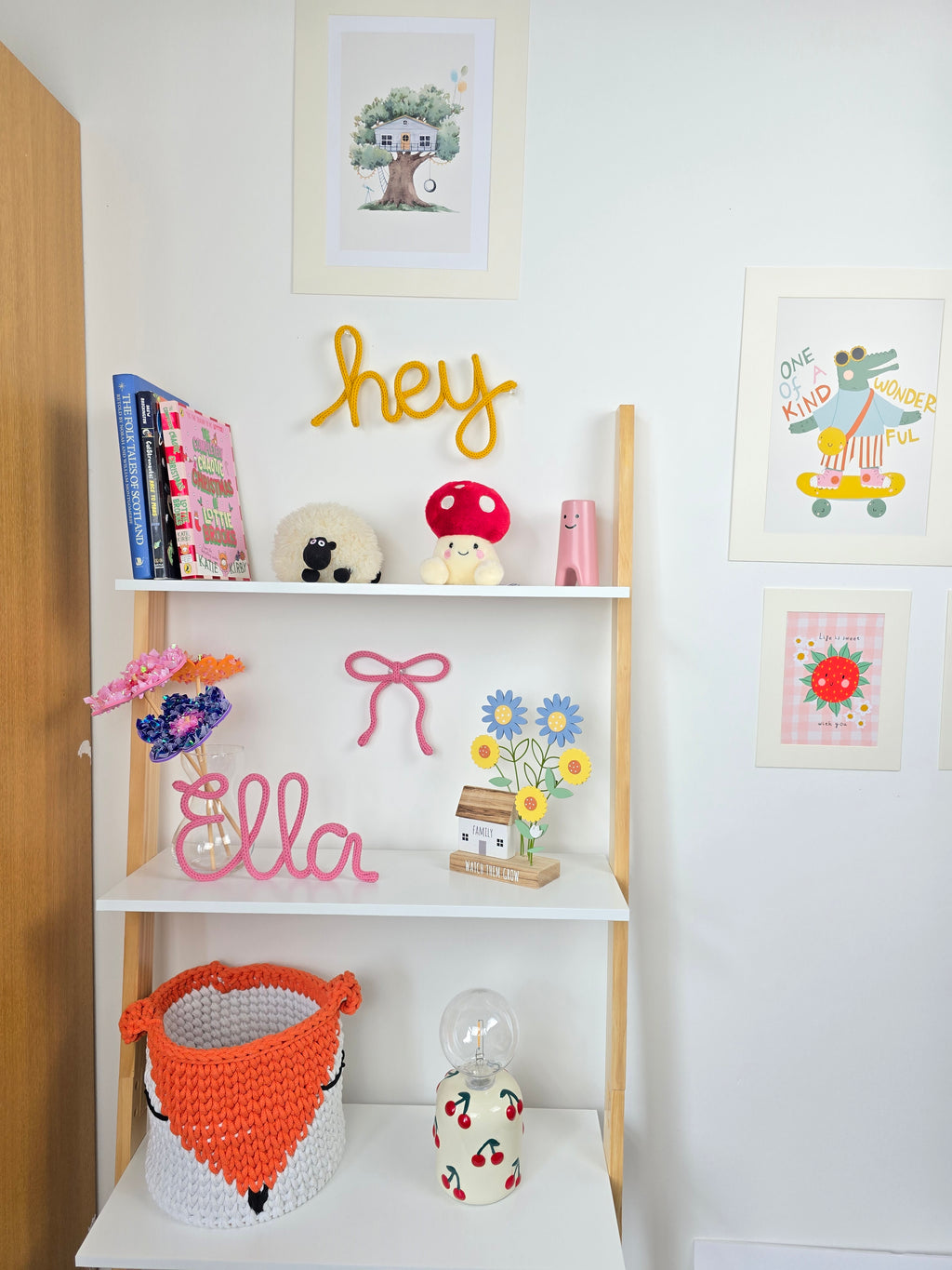 Colourful handmade Hey wire word for children's room decor