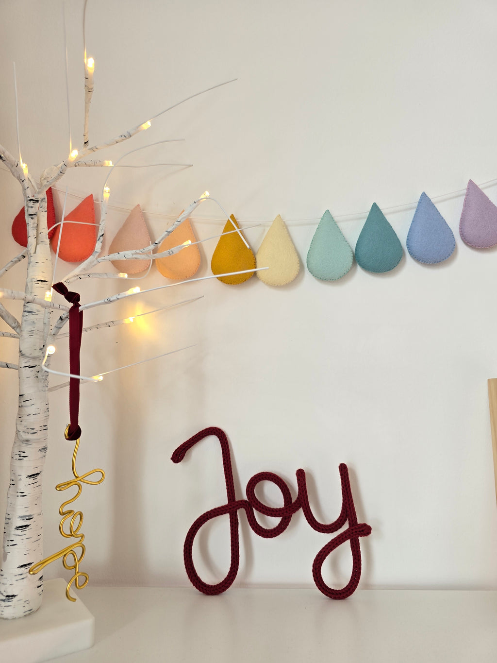 JOY Knitted Wire Christmas Sign