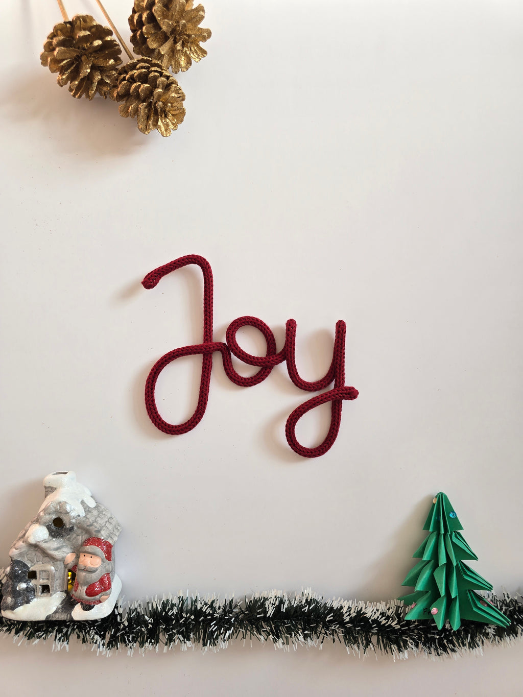 JOY Knitted Wire Christmas Sign