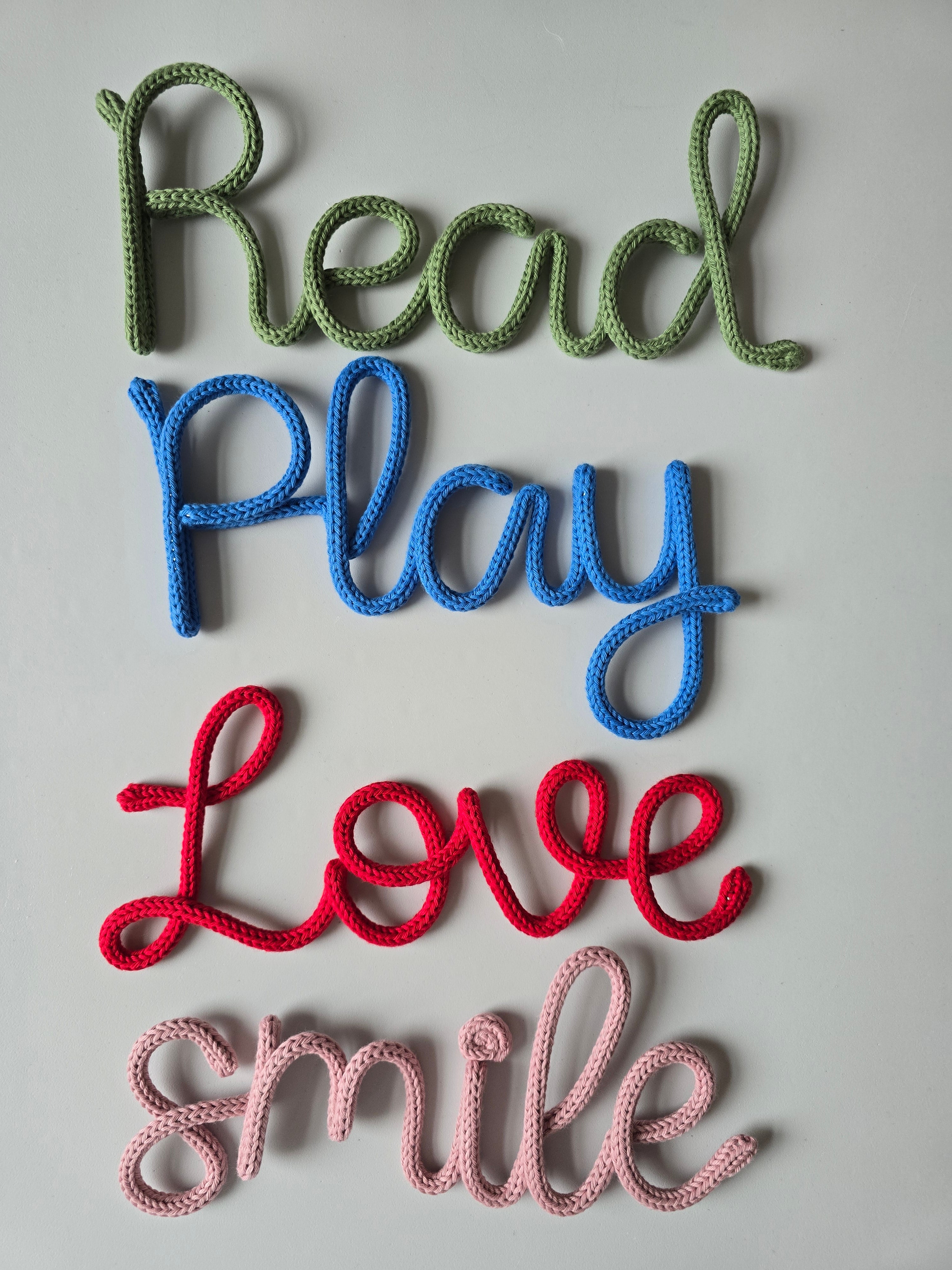 Smile Knitted Wire Sign | Handmade Nursery Wall Decor