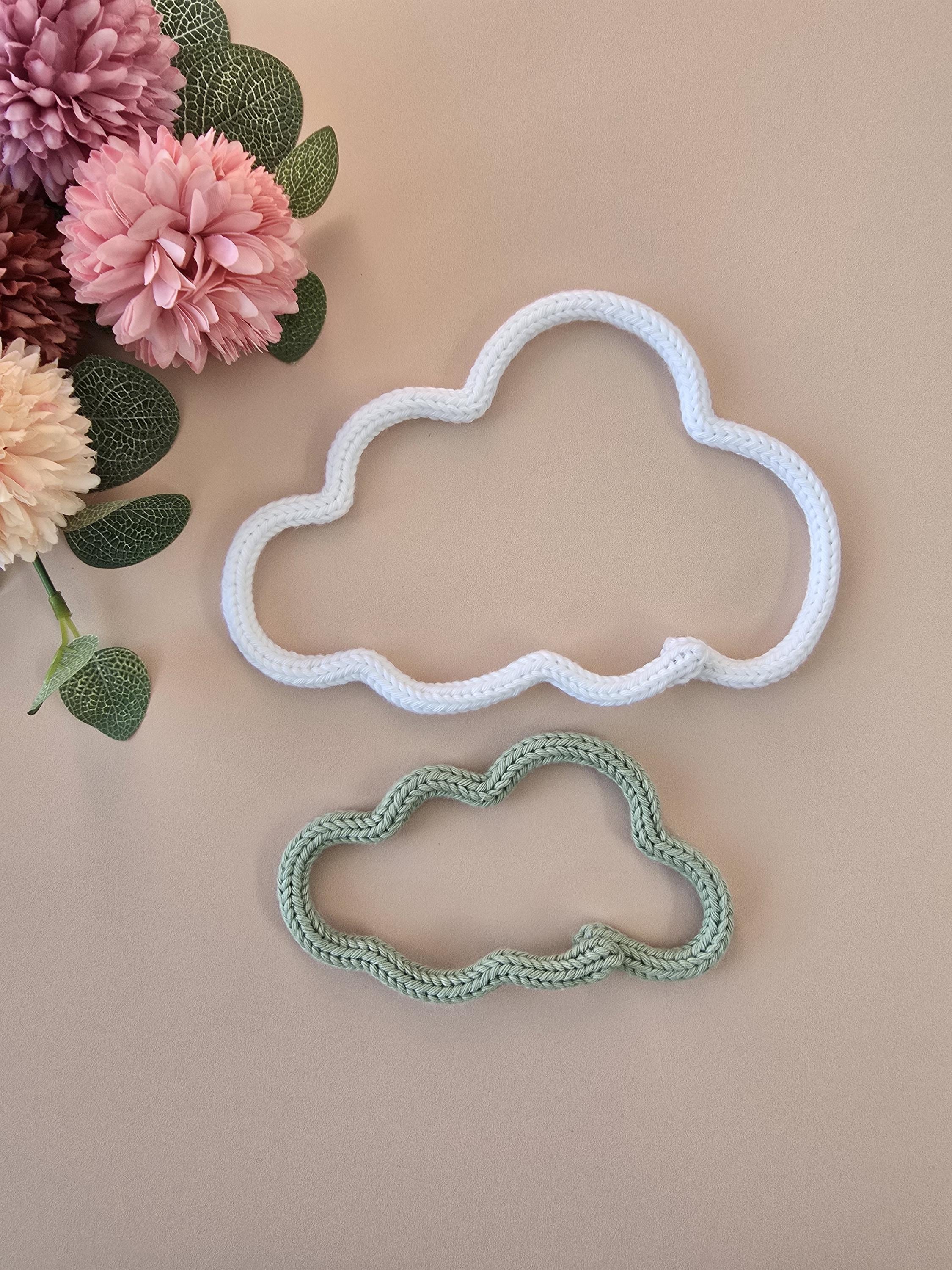 Handmade knitted wire cloud wall decor in two sizes