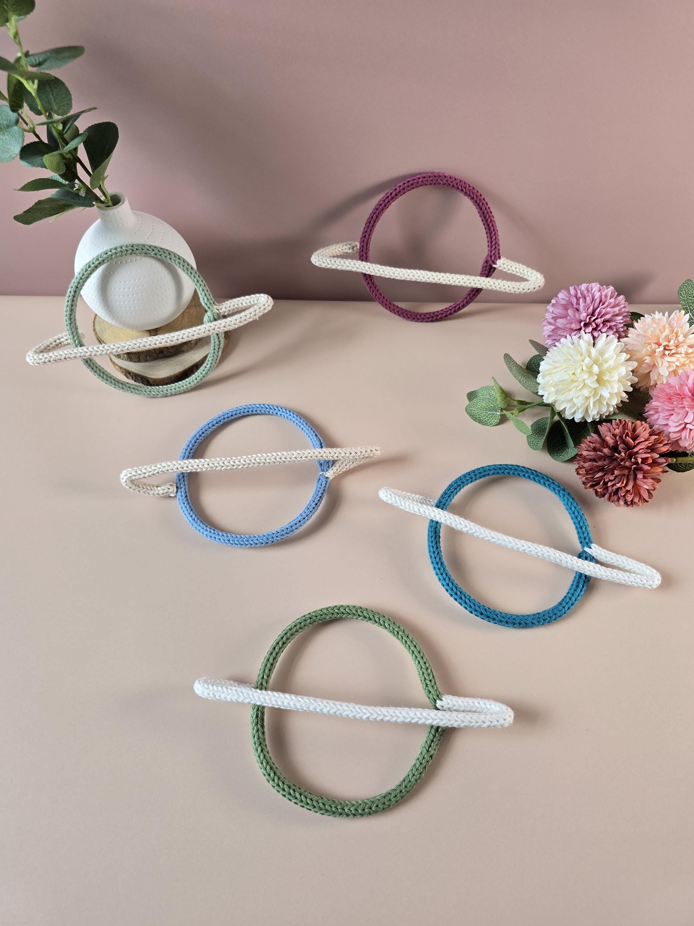 Handmade knitted wire Saturn planet wall decor in different colour options