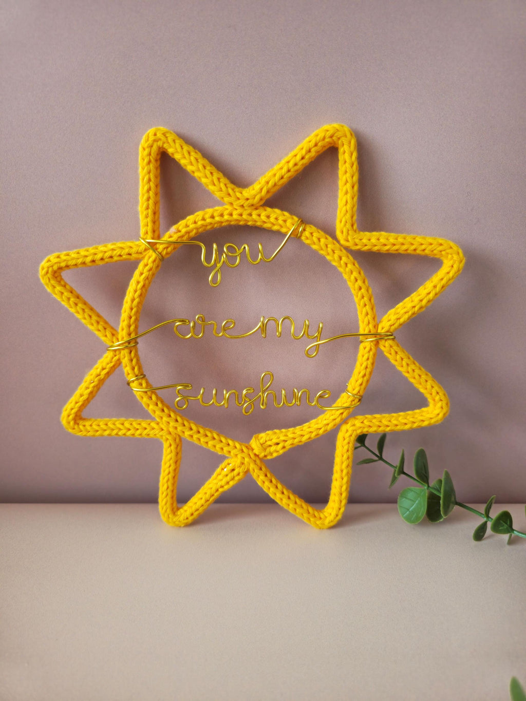 Knitted wire sun wall decor for baby shower gifts and new baby nursery rooms