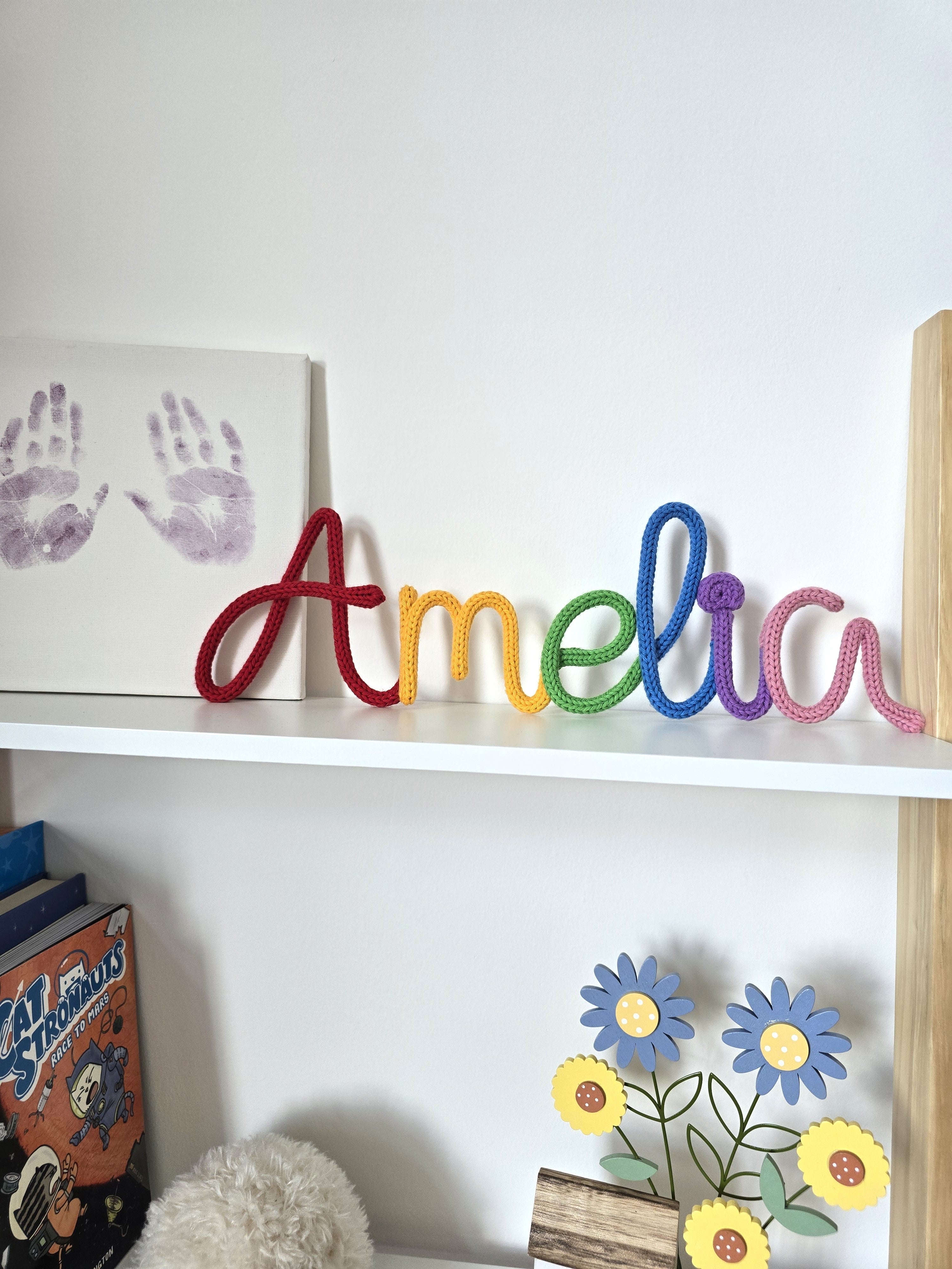 Personalised Multicoloured Knitted Wire Name Sign