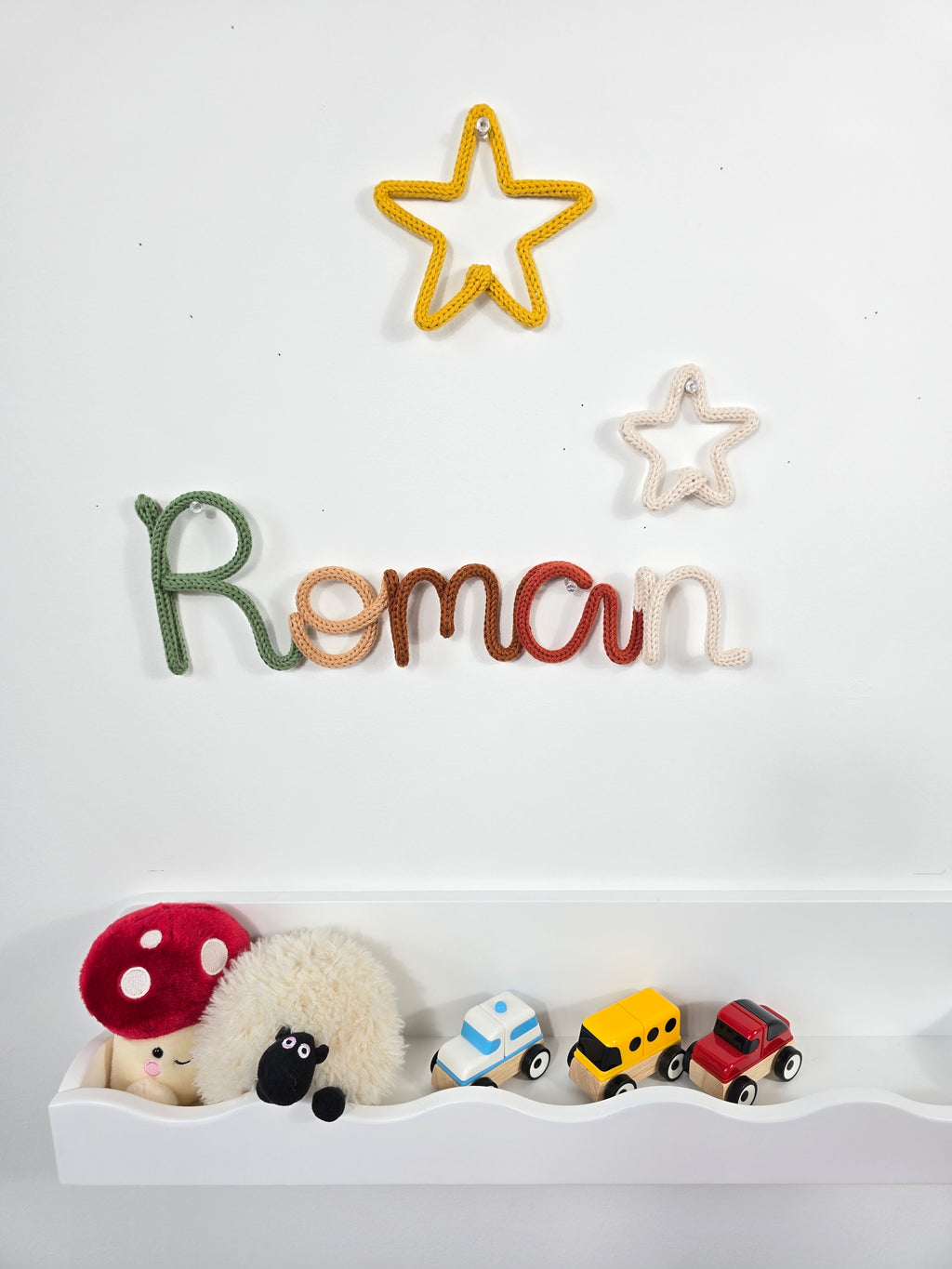 Custom Multicoloured Personalised Knitted Wire Name Sign