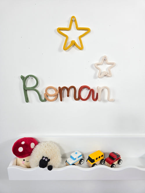 Custom Multicoloured Personalised Knitted Wire Name Sign